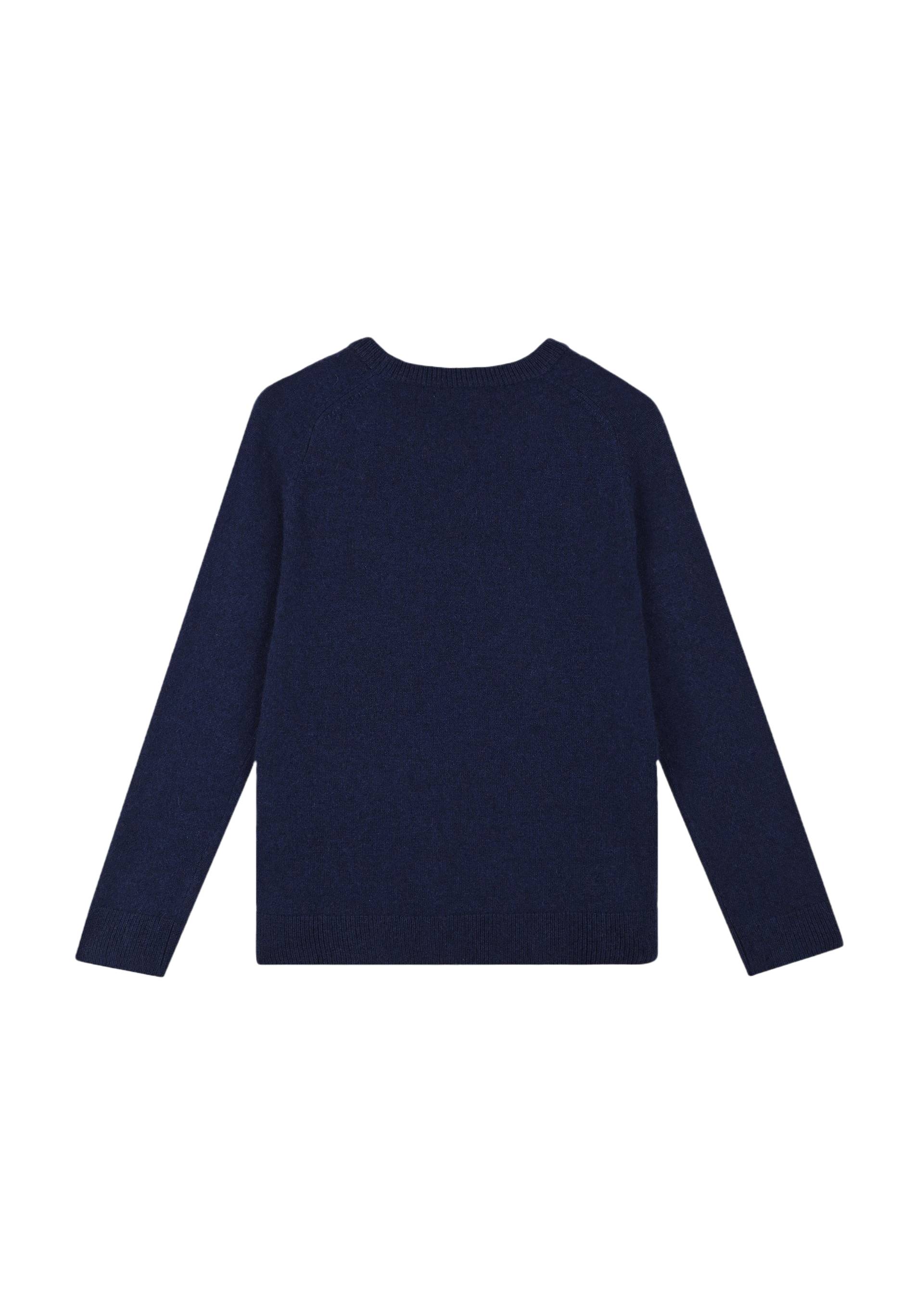 Pull uni col rond en 100% cachemire, Bleu foncé, large image number 4.0