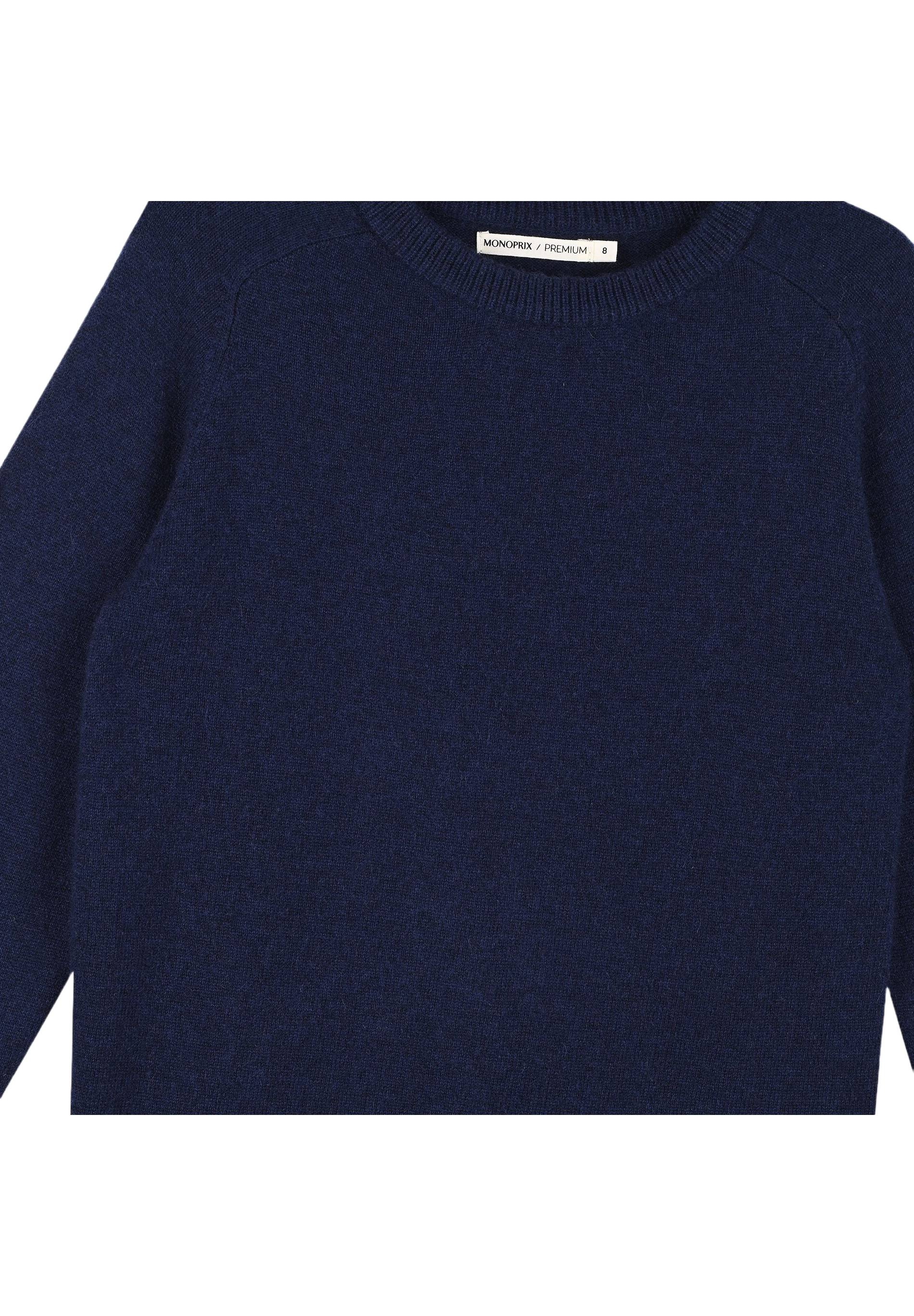 Pull uni col rond en 100% cachemire, Bleu foncé, large image number 5.0