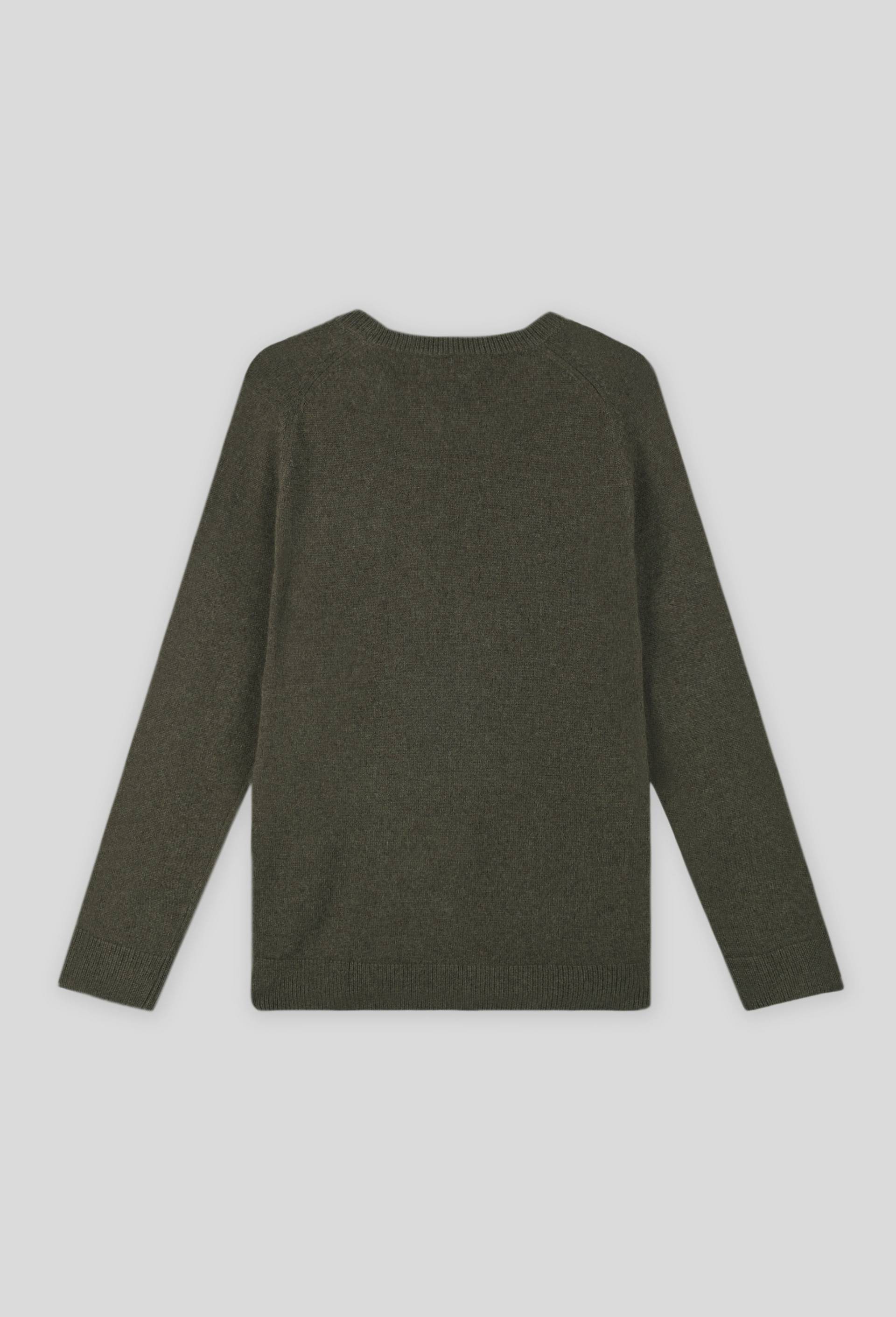 Pull uni col rond en 100% cachemire, Vert foncé, large image number 1