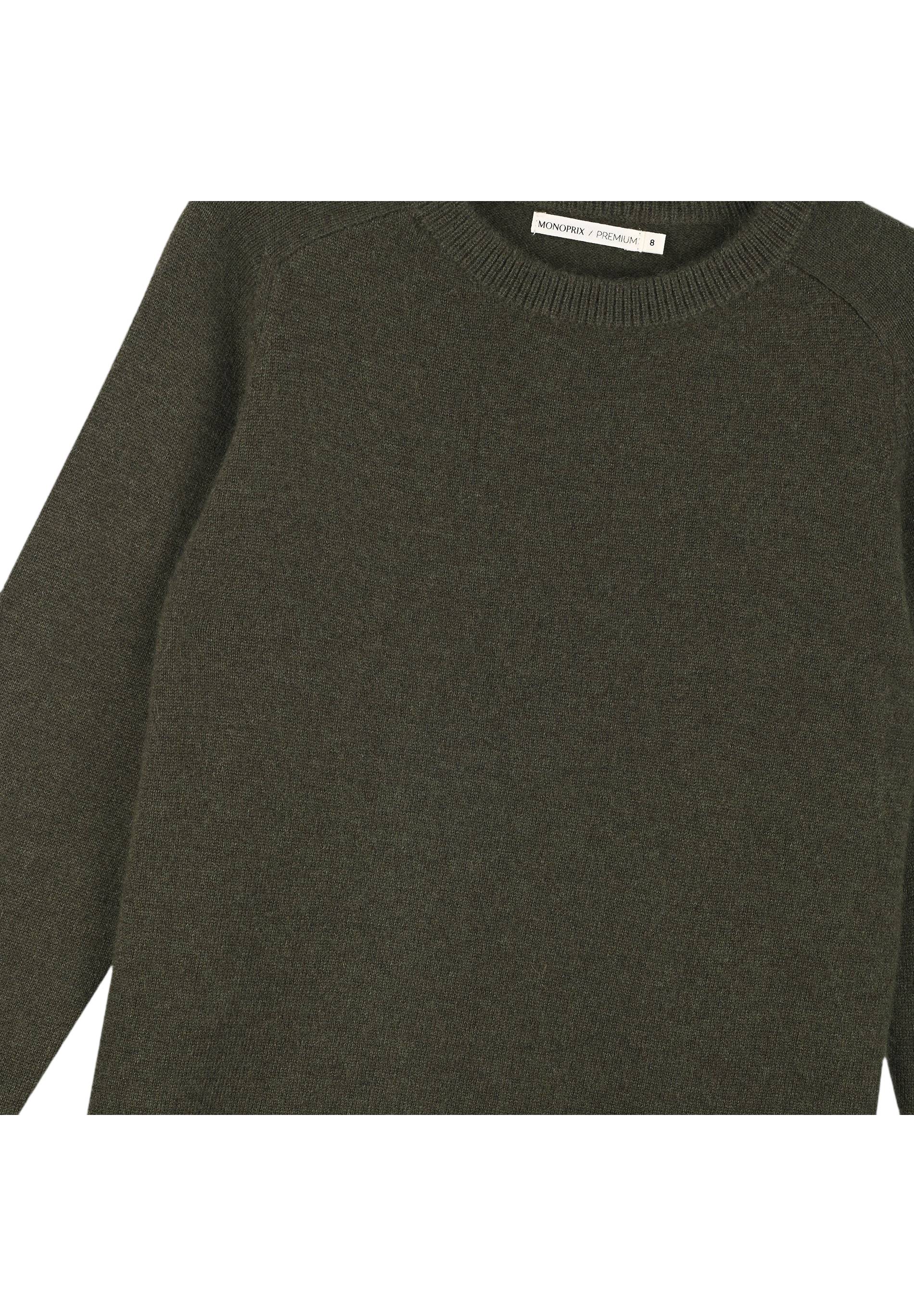 Pull uni col rond en 100% cachemire, Vert foncé, large image number 5