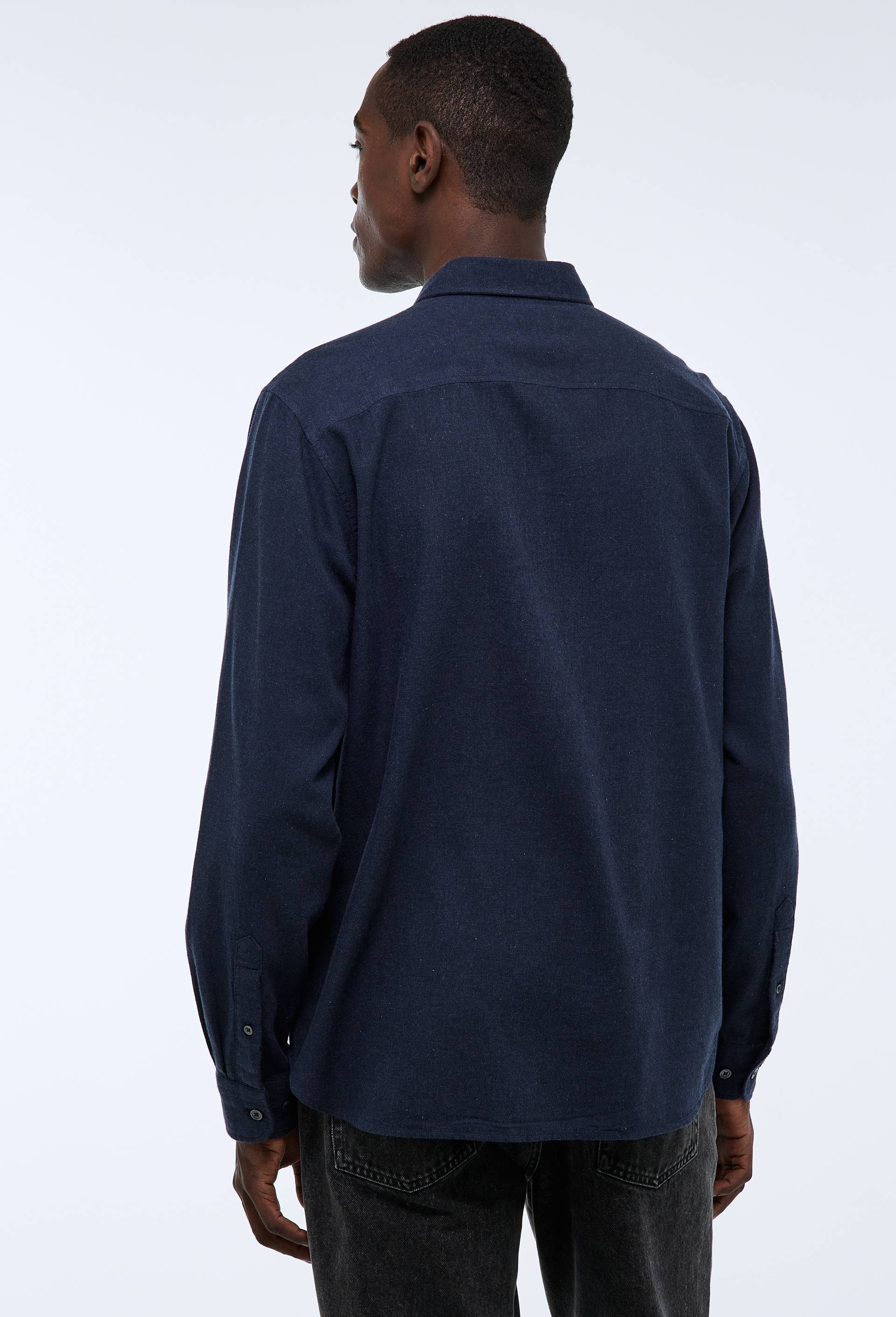 Chemise manches longues en flanelle de coton BIO GOTS, Bleu fonc&eacute;, large image number 2.0