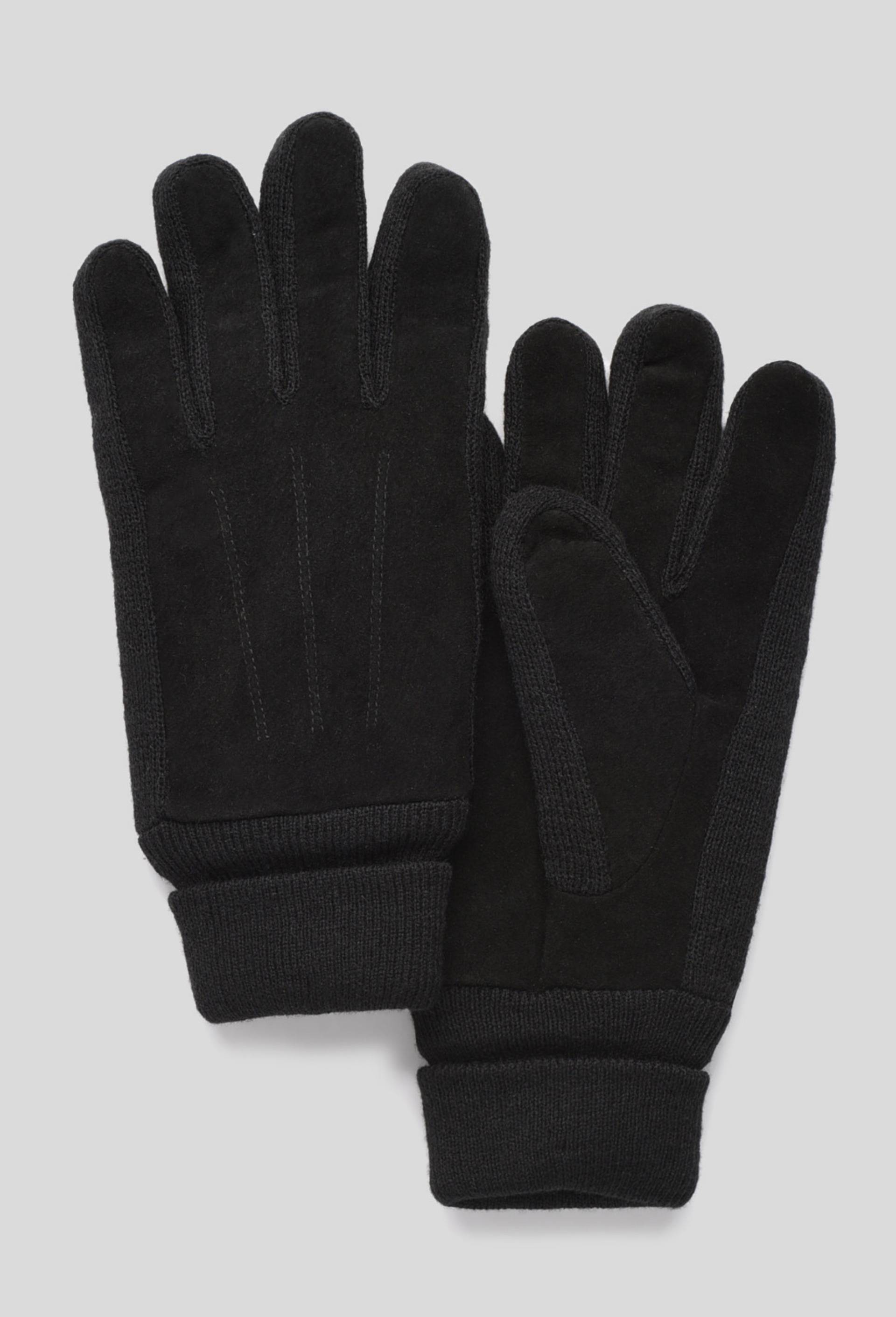 Gants en cro&ucirc;te de cuir, Noir, large image number 0