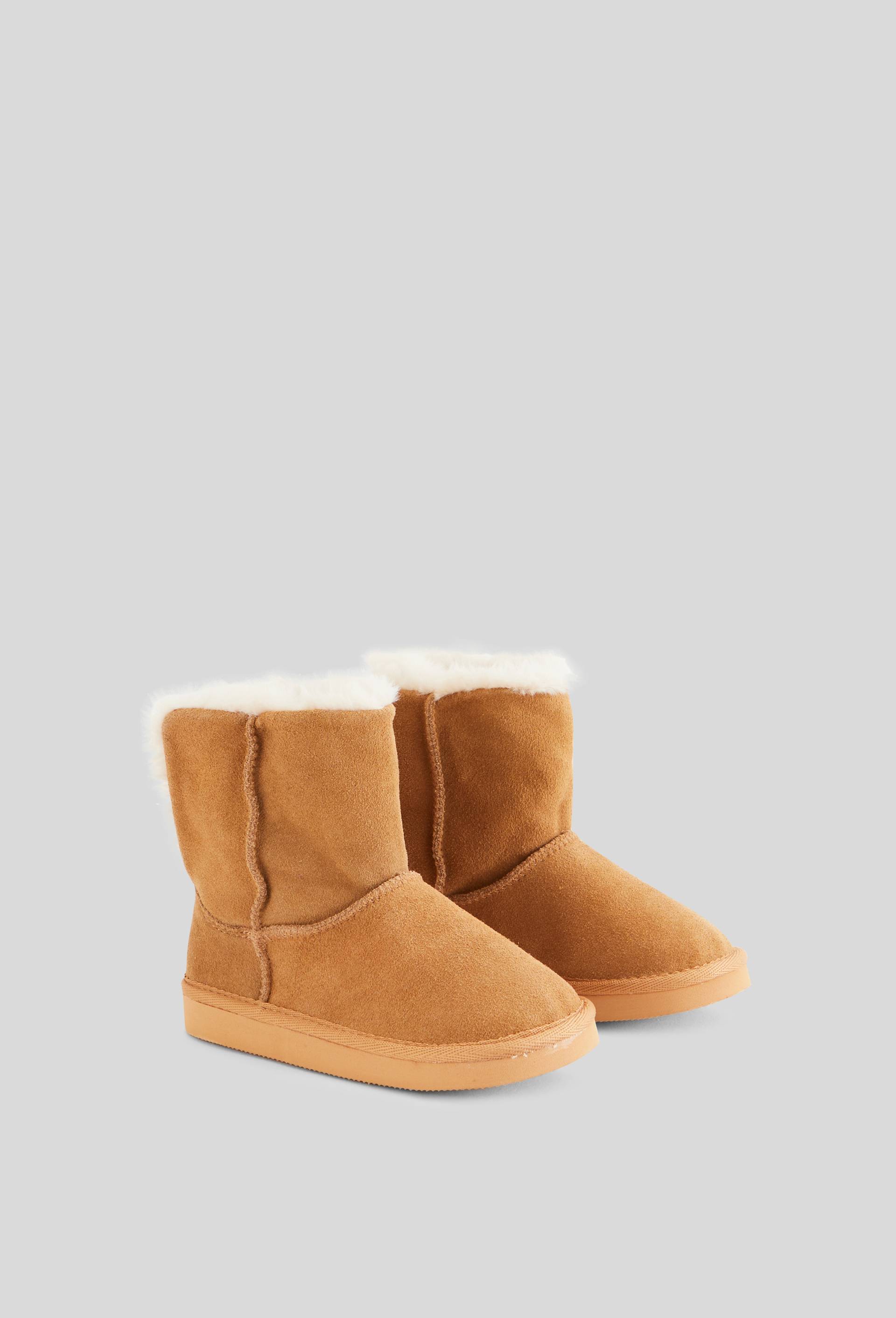 Bottines fourr&eacute;es en cuir, Beige, large image number 0.0