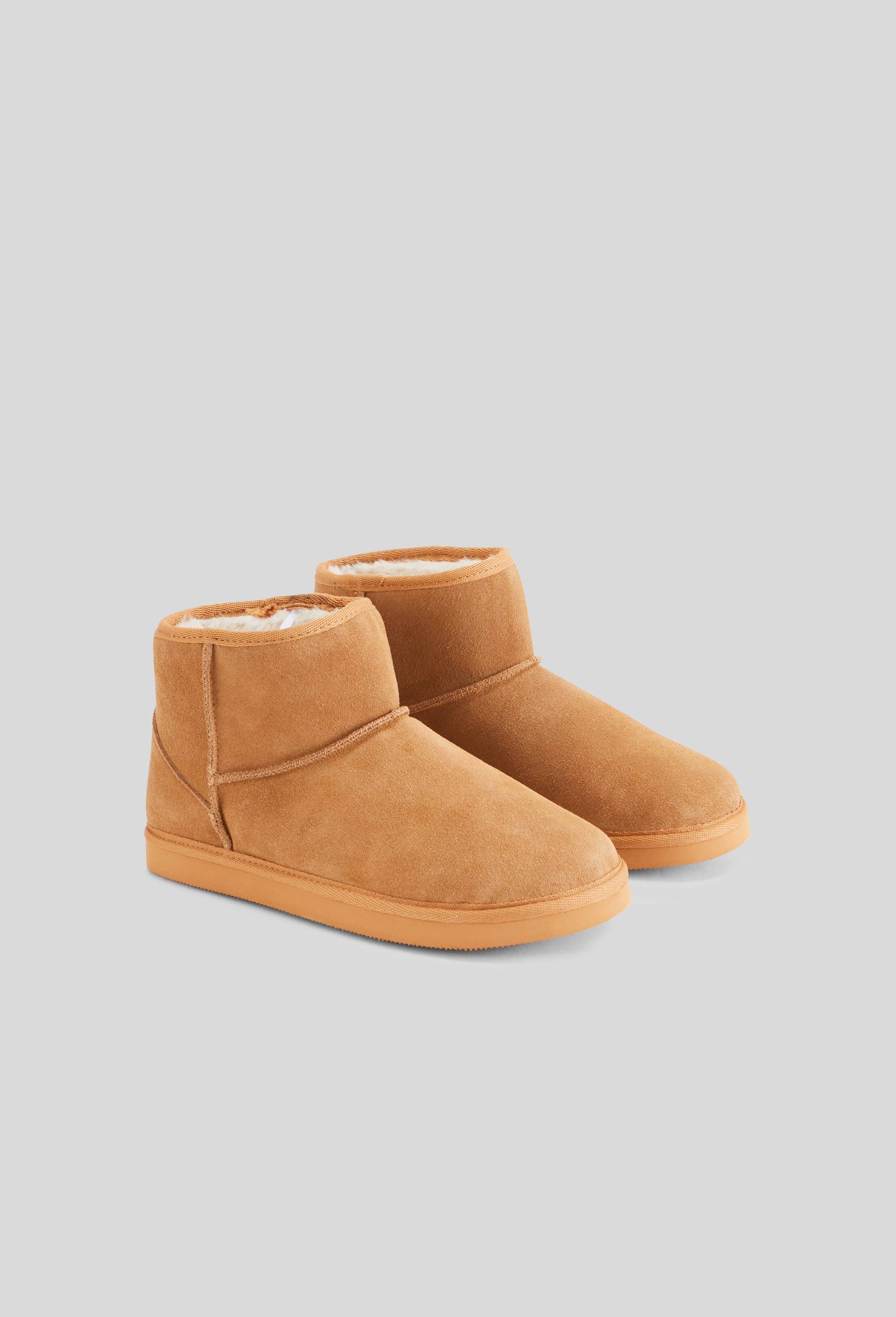Bottines fourrées en cuir, Beige, large image number 1
