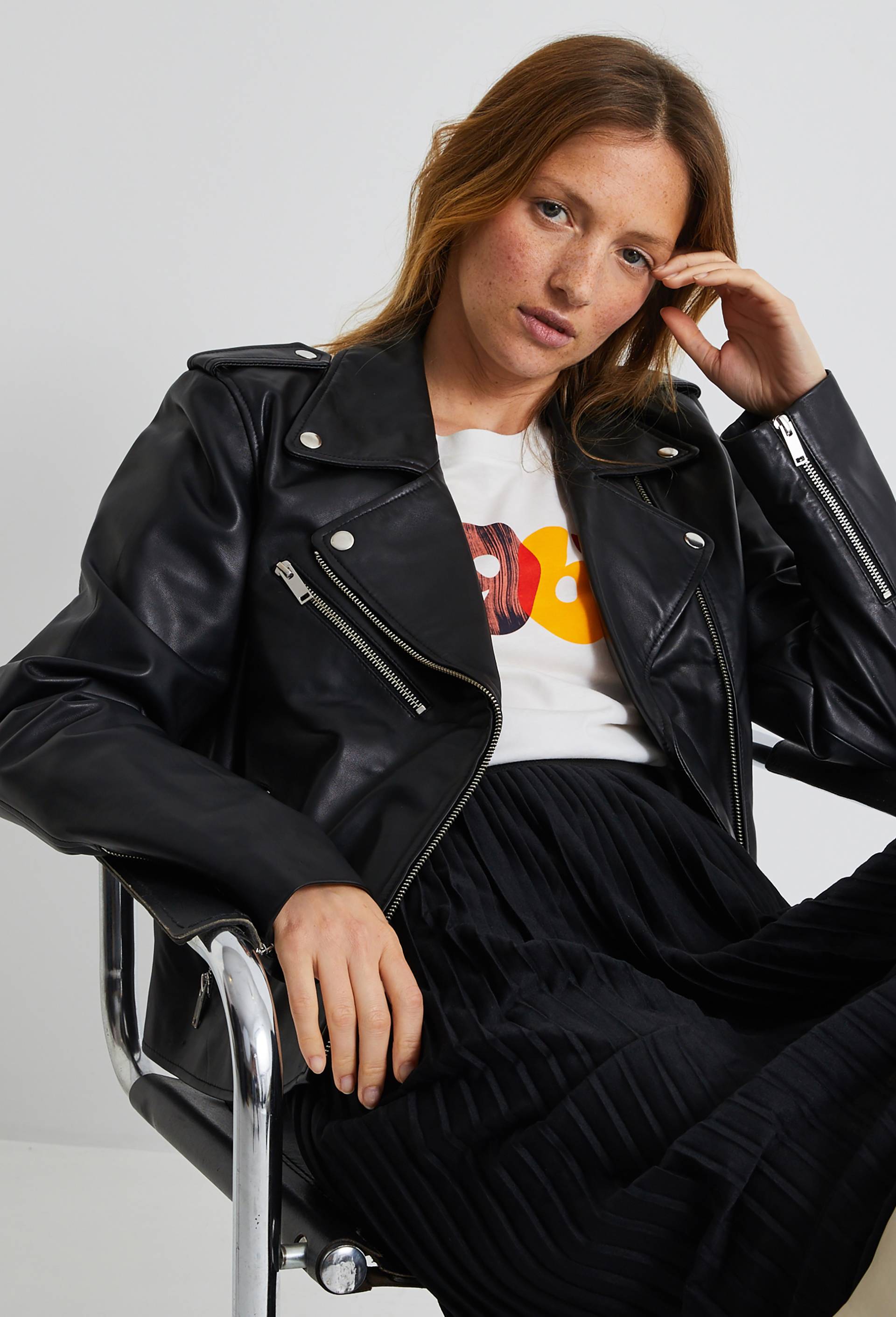 Perfecto en cuir, Noir, large image number 0