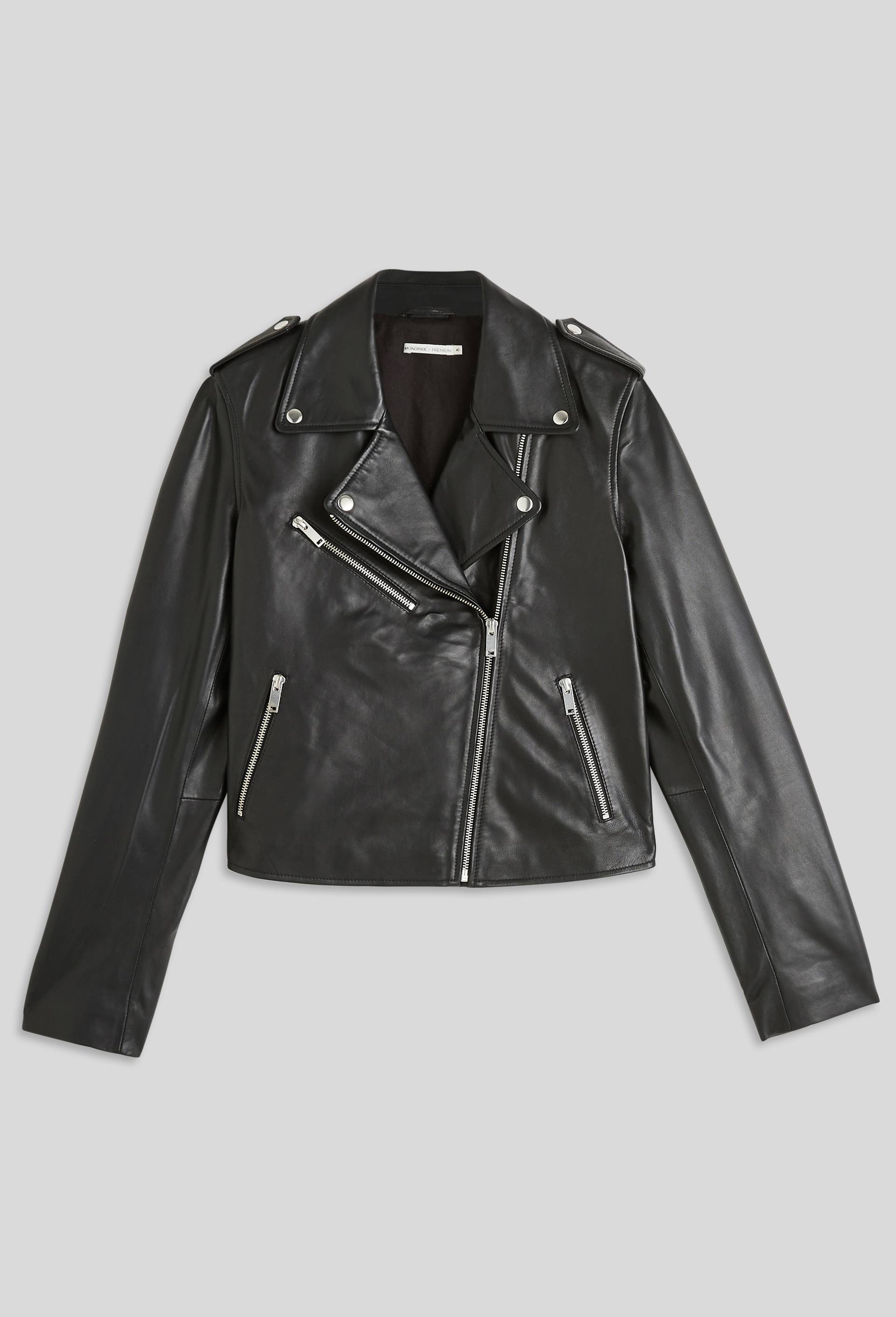 Perfecto en cuir, Noir, large image number 2.0
