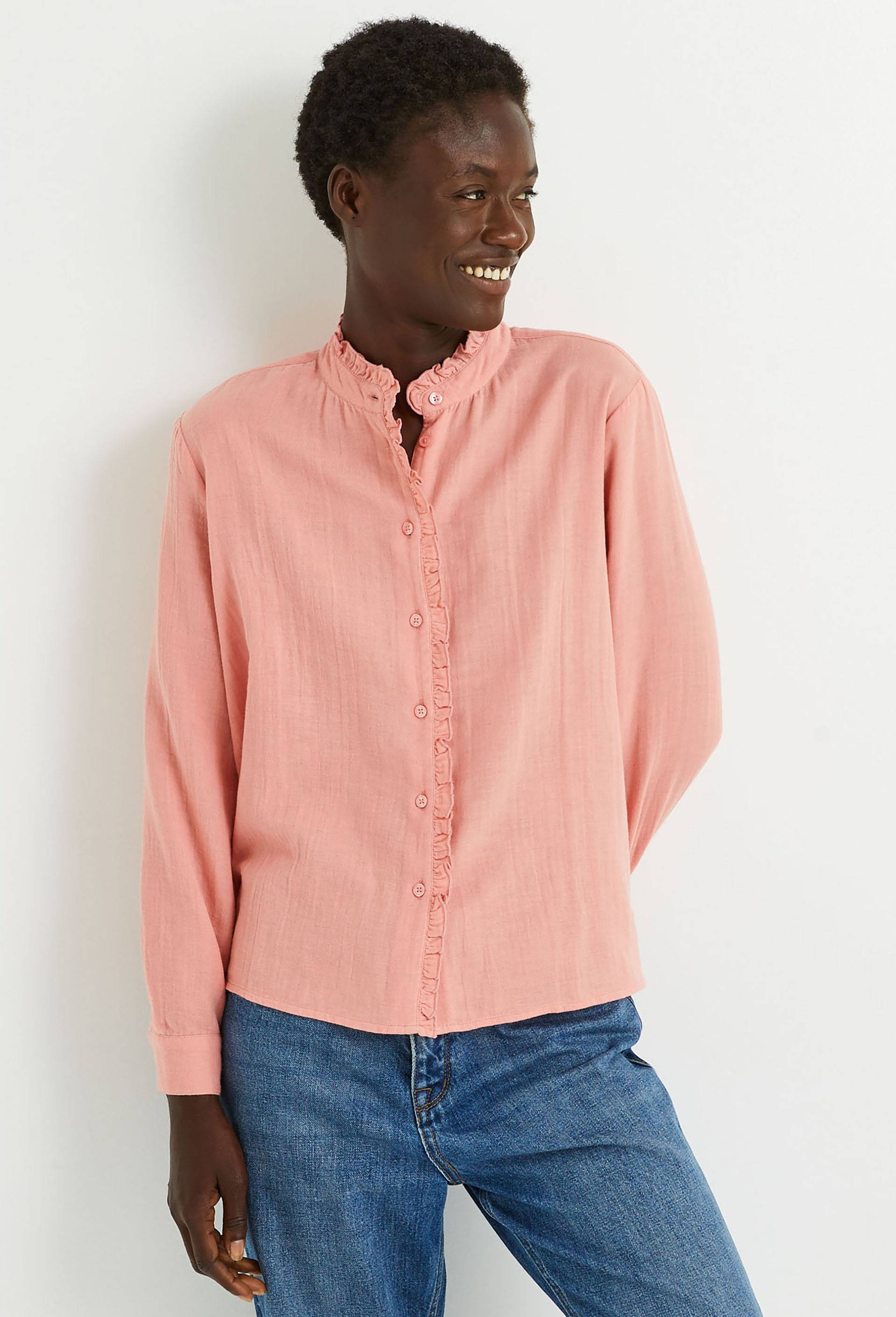 Chemise manches longues en coton, Rose, large image number 0