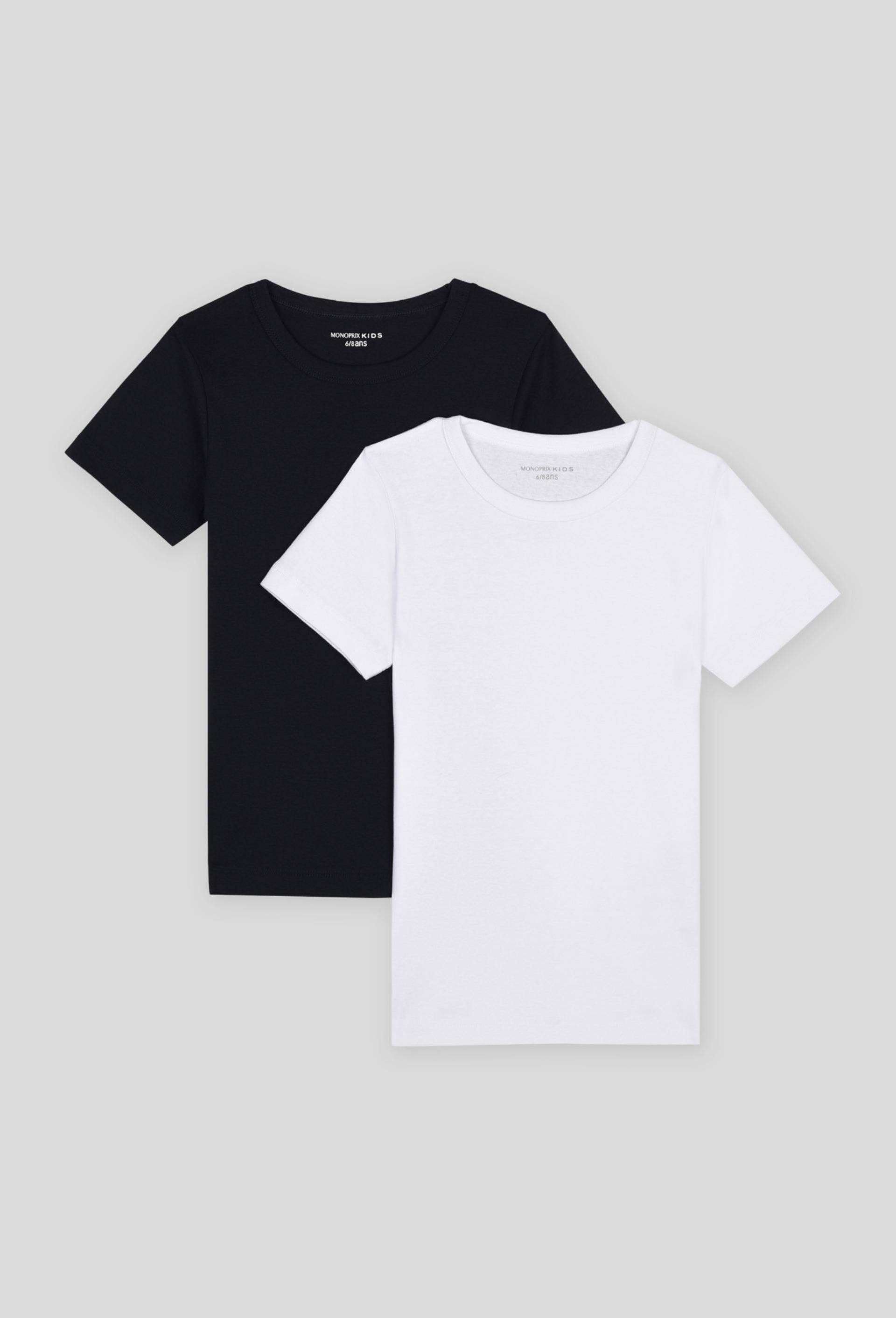Lot de 2 T-shirt manches courtes unis, certifié OEKO-TEX, Blanc, large image number 0