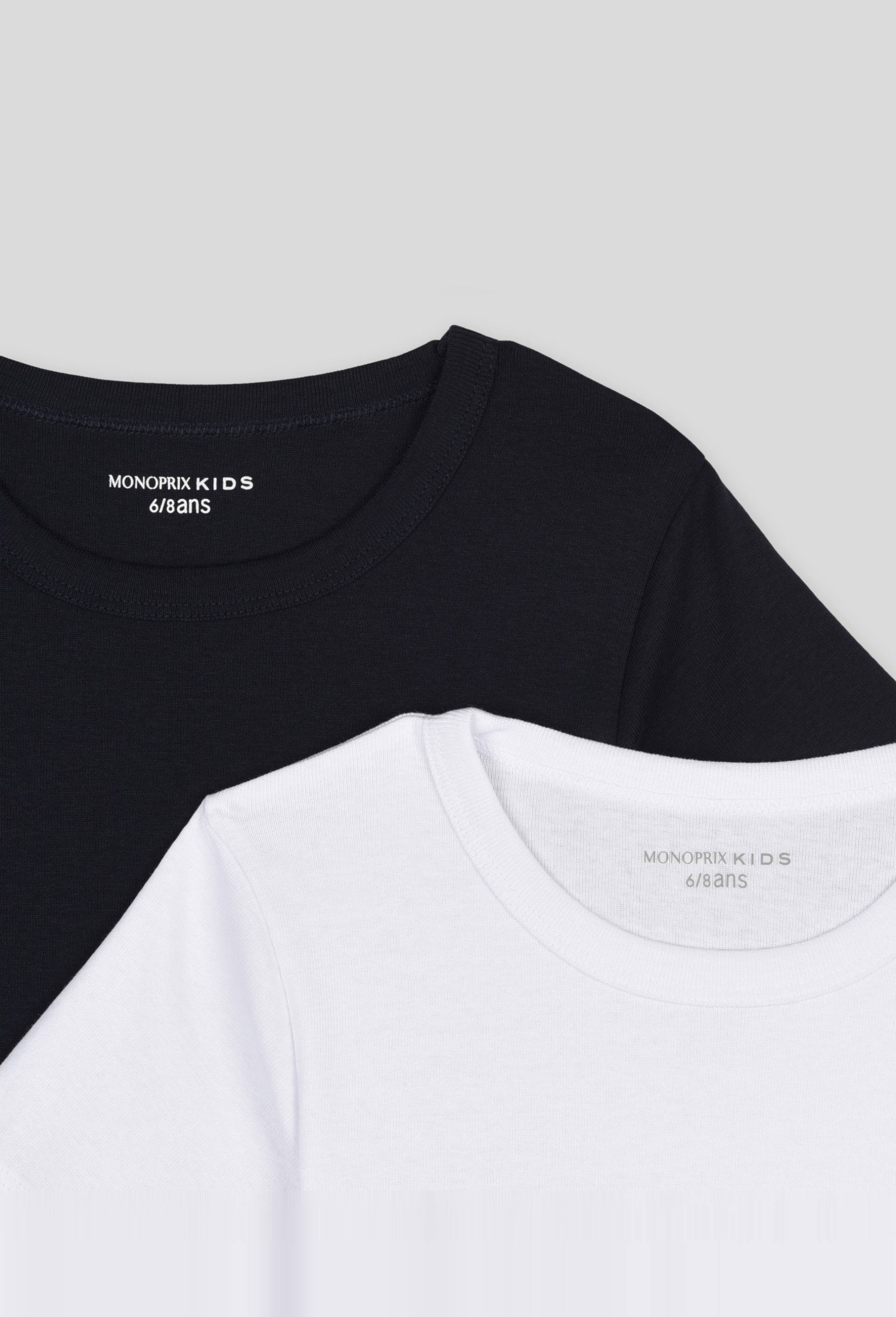 Lot de 2 T-shirt manches courtes unis, certifié OEKO-TEX, Blanc, large image number 2