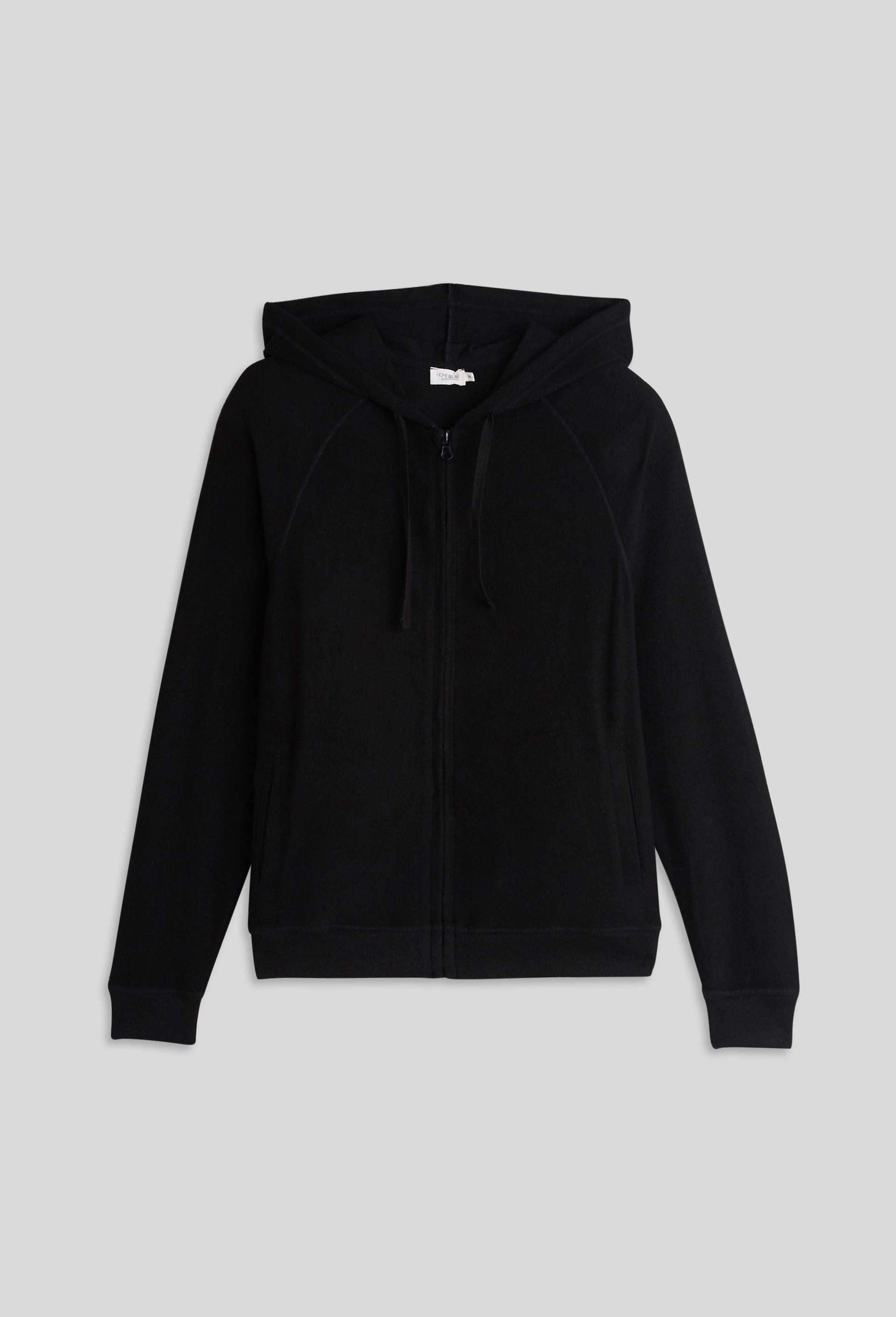 Sweat zippé à capuche tout doux, Ecovero, Noir, large image number 2