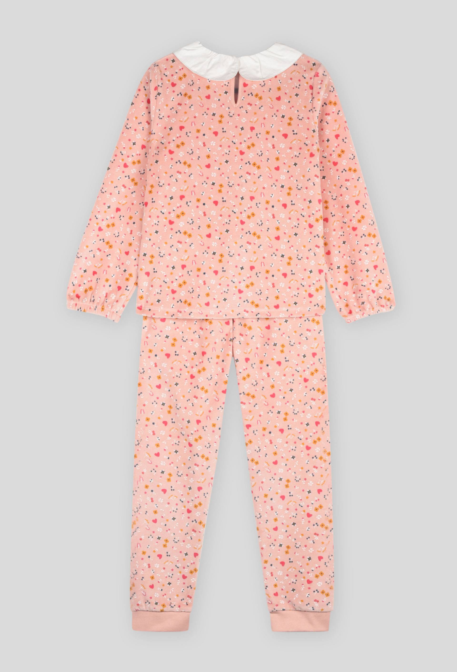Pyjama col claudine en velours, Rose clair, large image number 1