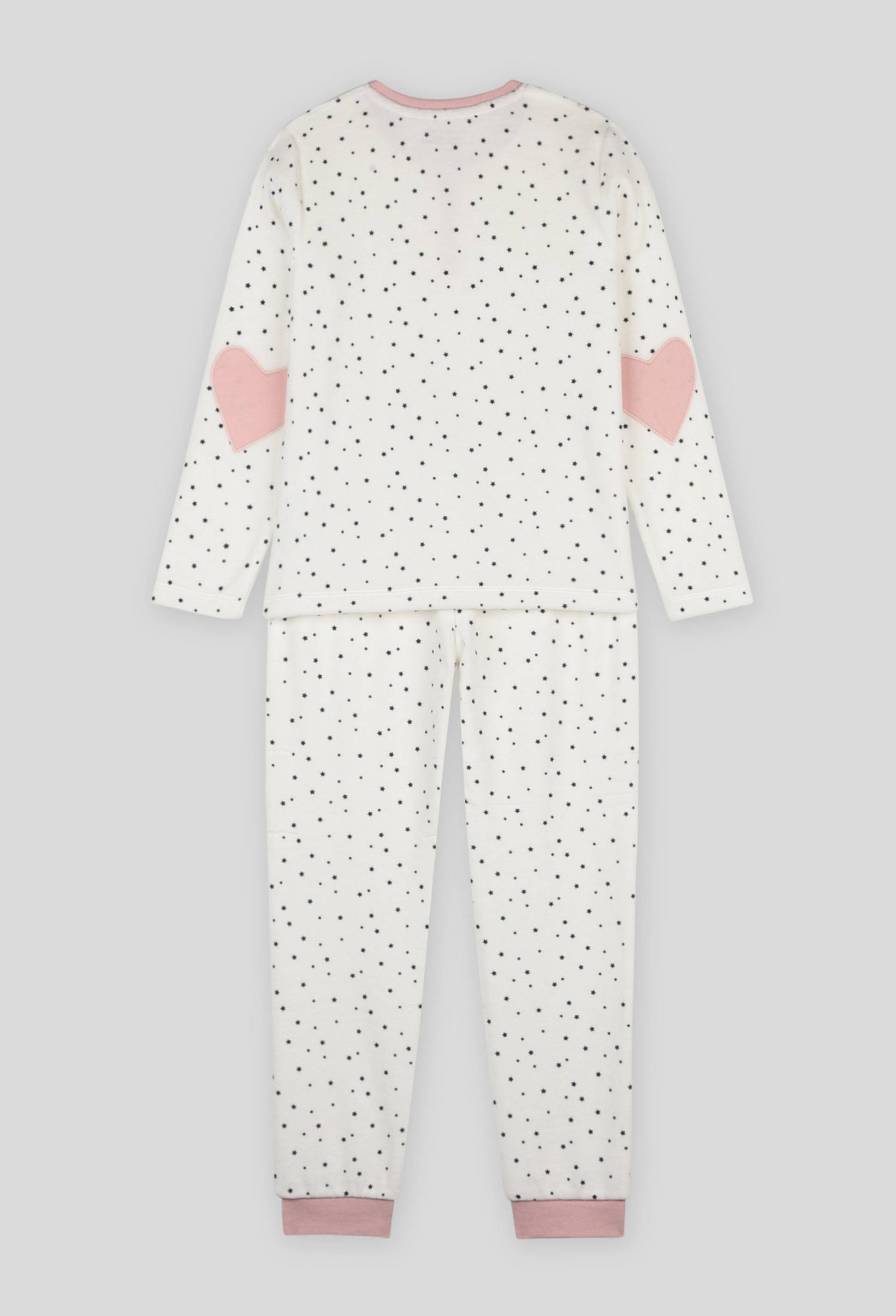 Pyjama en velours imprim&eacute;, Ecru, large image number 1.0