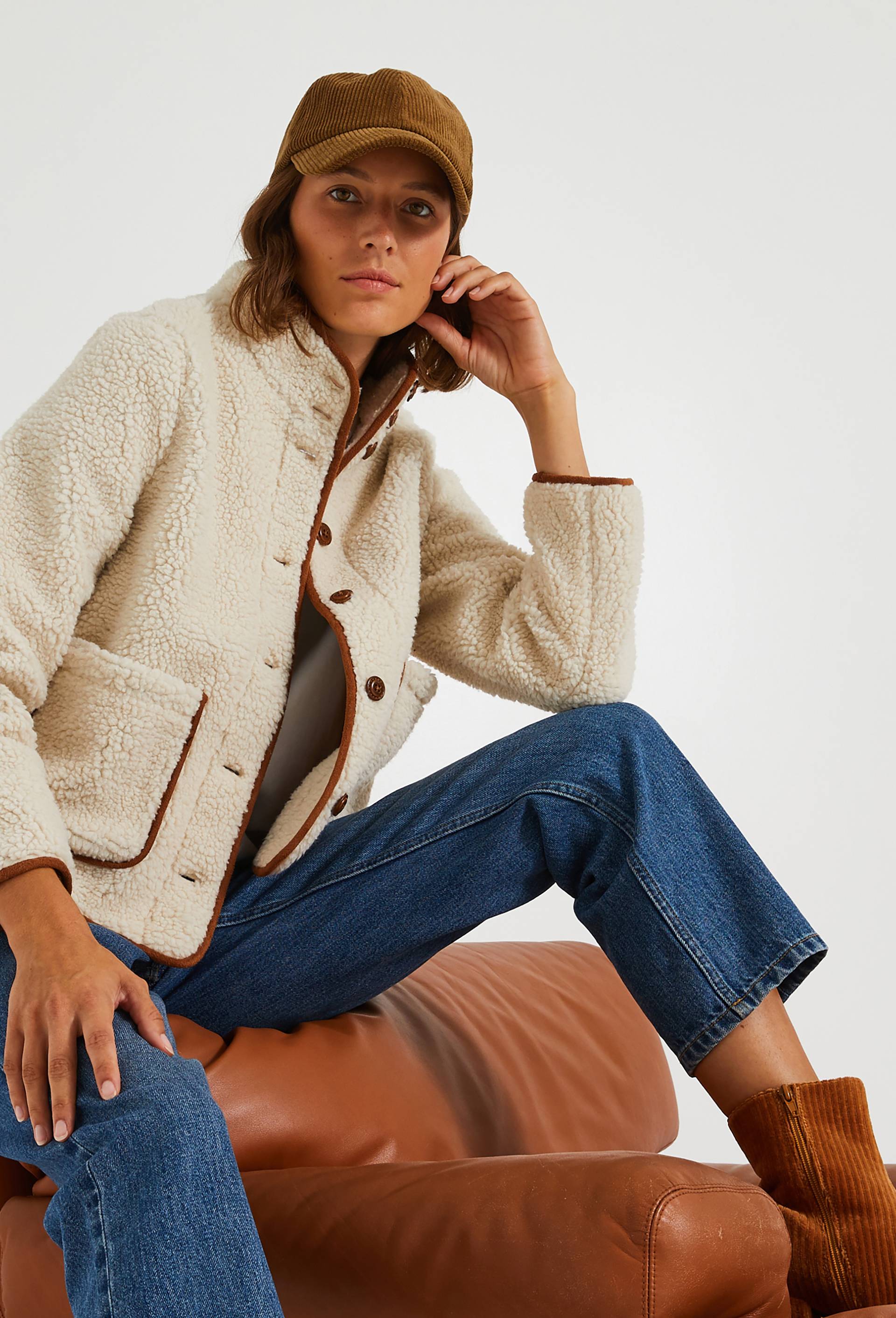 Doudoune Femme Monoprix Manteau Fille Veste Sherpa ECRU Pour Femme