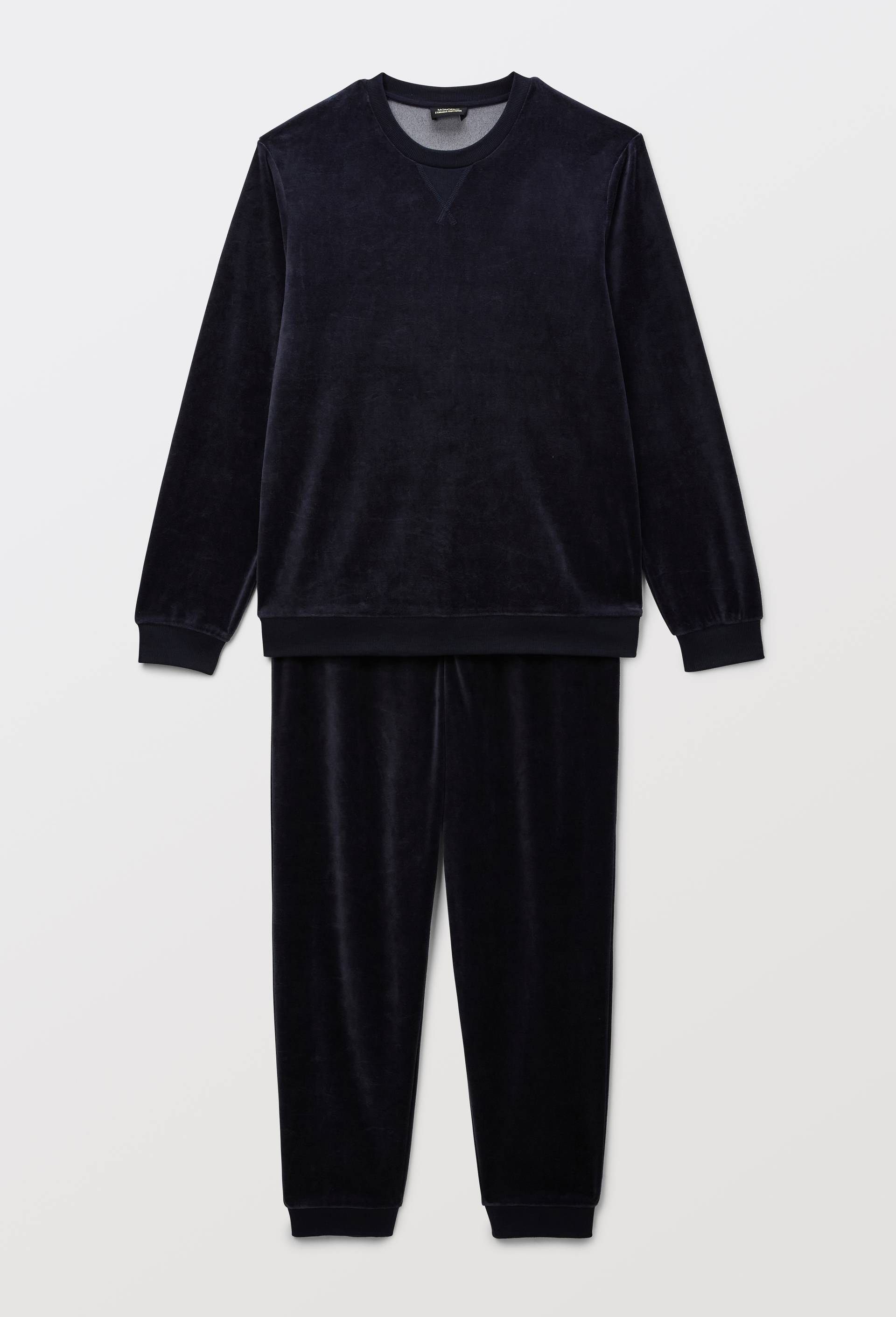 Pyjama en velours manches longues et pantalon, Bleu fonc&eacute;, large image number 4.0