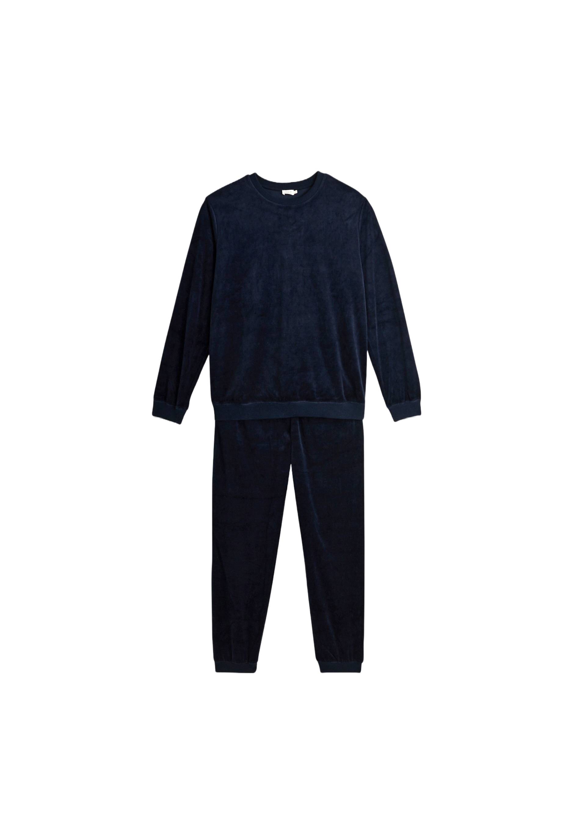 Pyjama en velours manches longues et pantalon, Bleu fonc&eacute;, large image number 6