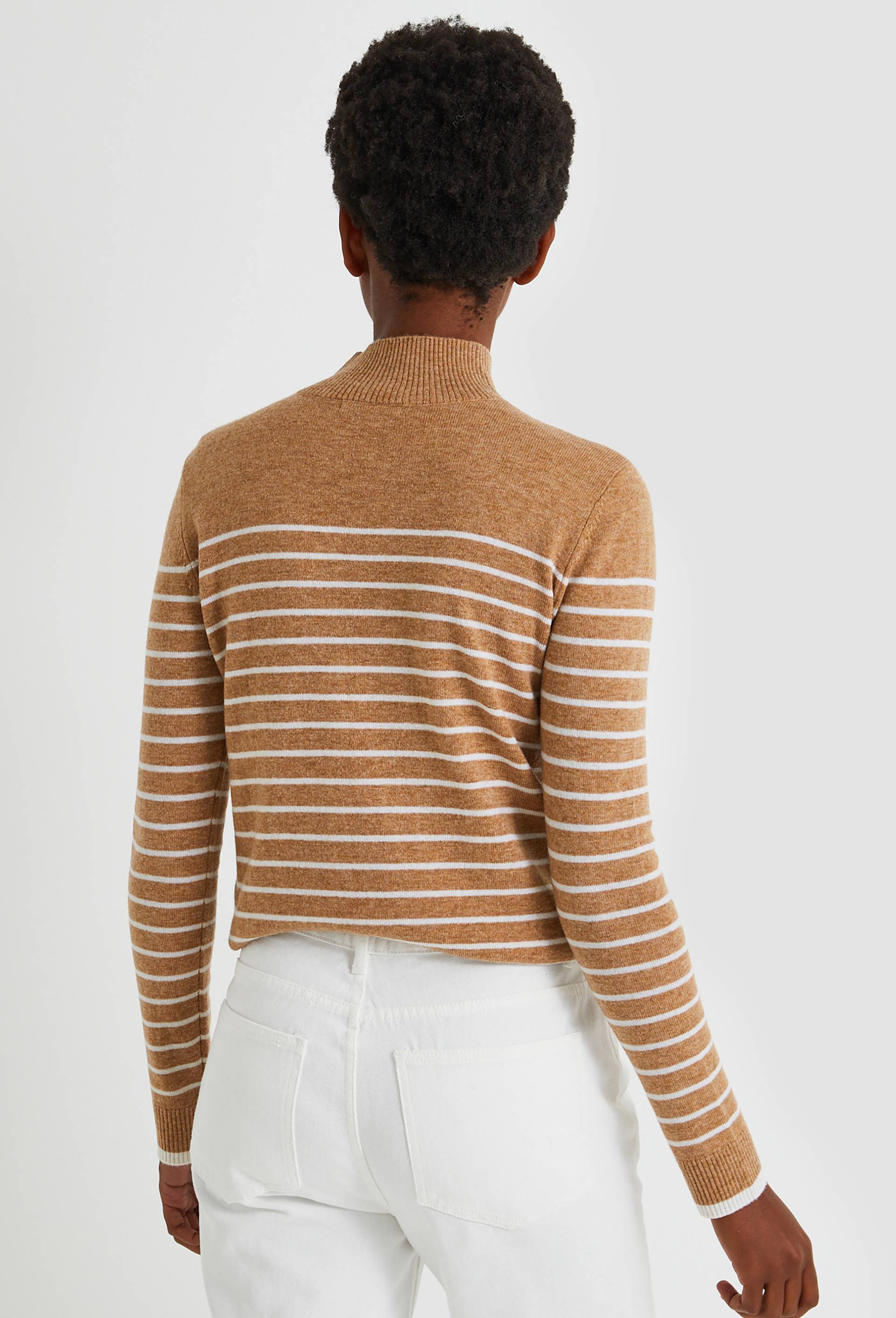 Pull col montant boutonn&eacute; contenant de la laine et du cachemire, Beige, large image number 1.0