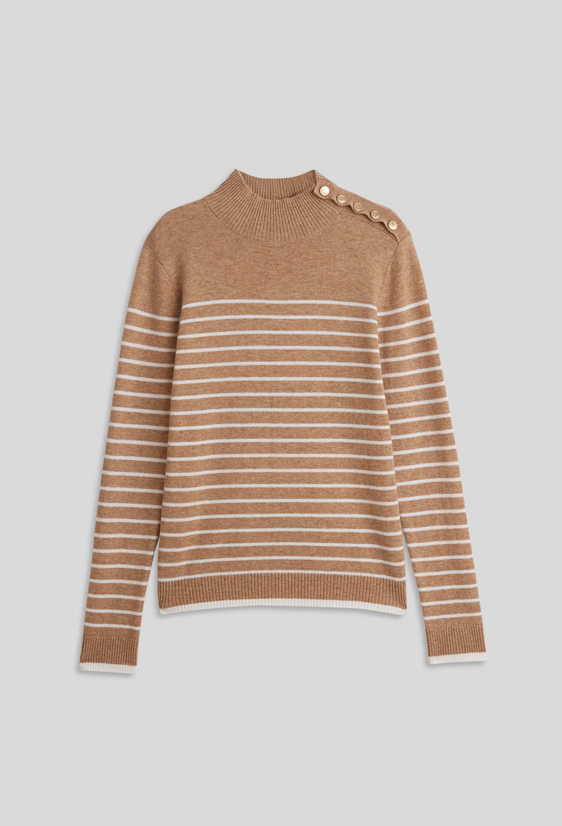 Pull col montant boutonn&eacute; contenant de la laine et du cachemire, Beige, large image number 2.0