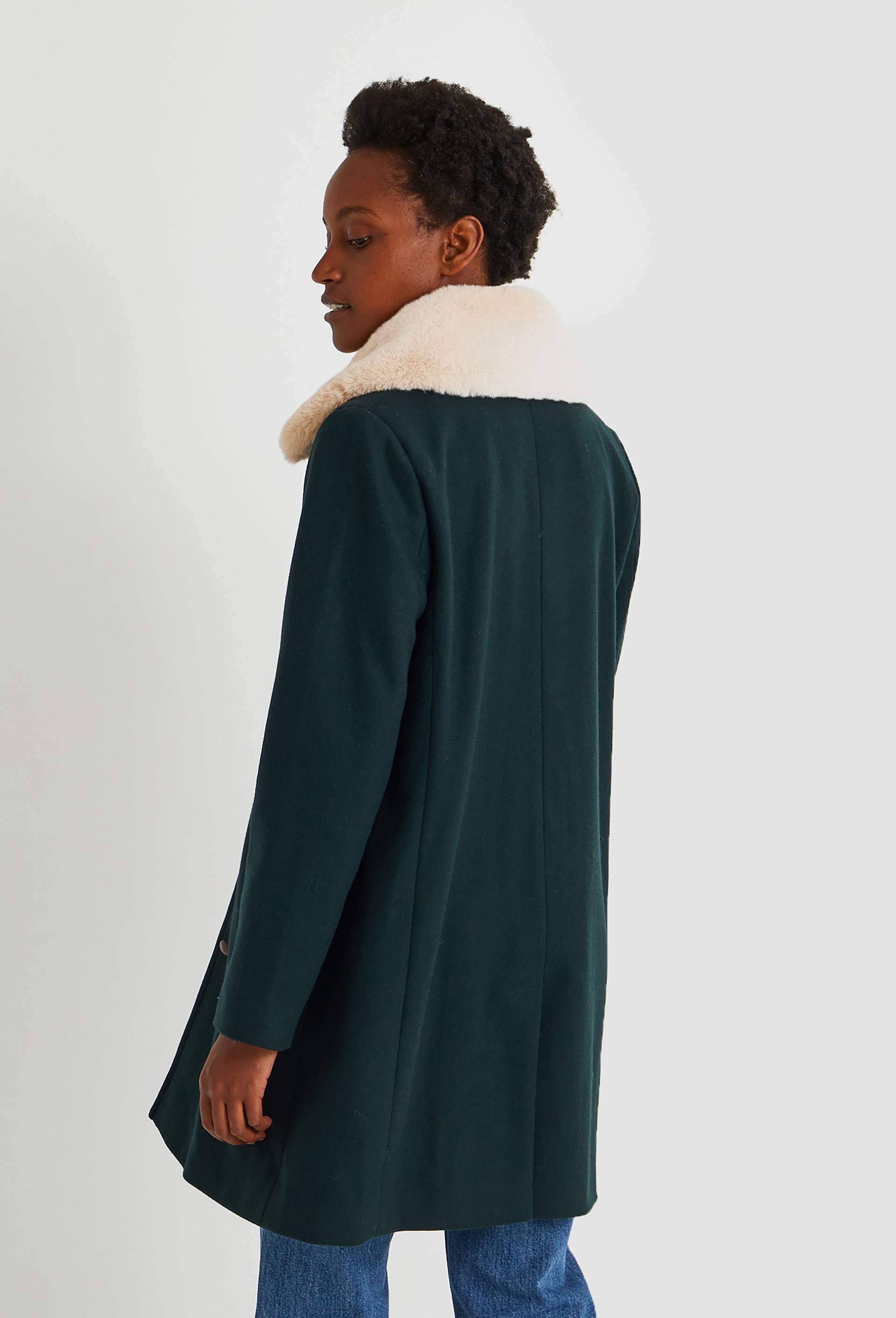 Manteau col fourrure, Vert fonc&eacute;, large image number 1