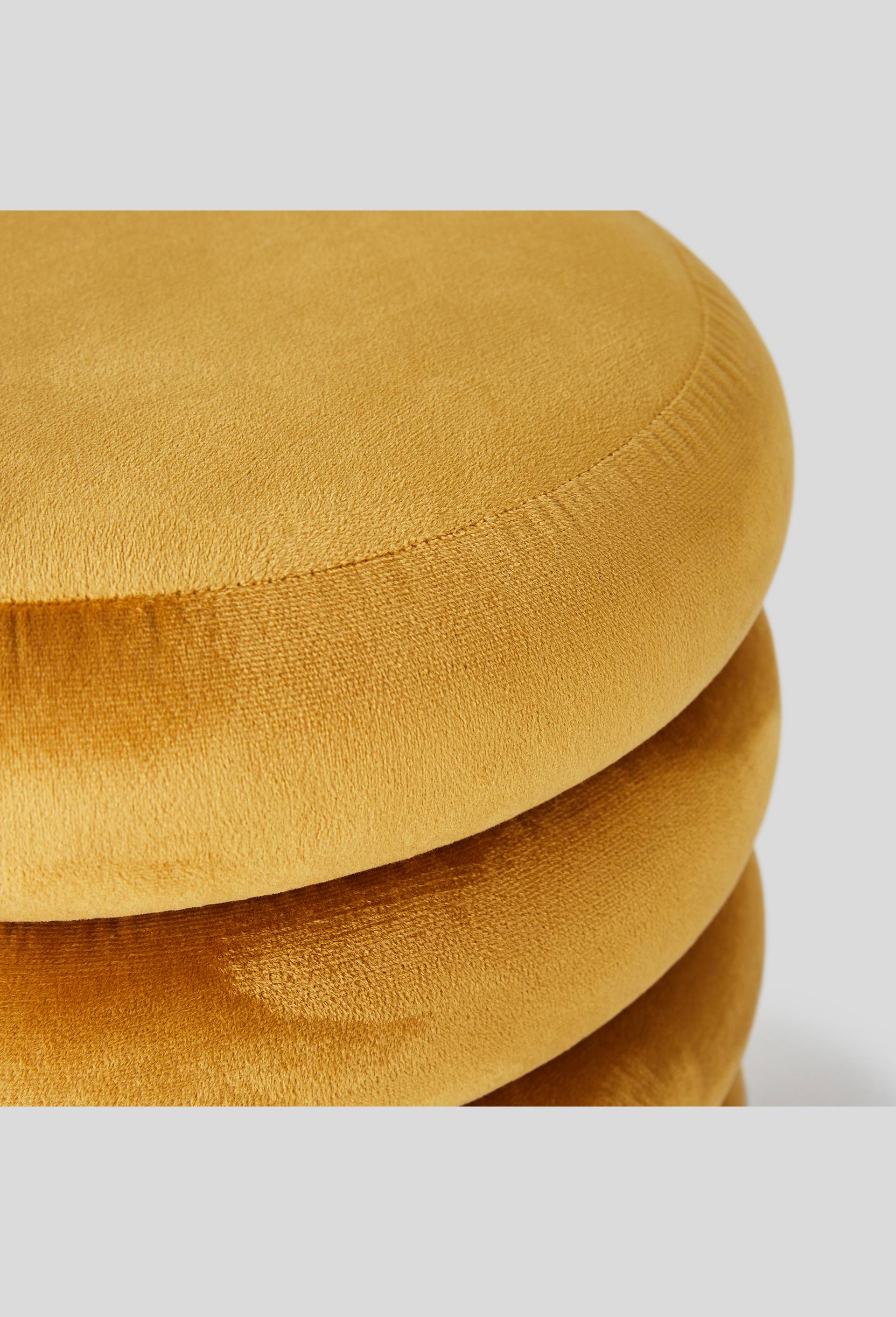Pouf boudin en velours, Jaune fonc&eacute;, large image number 1.0