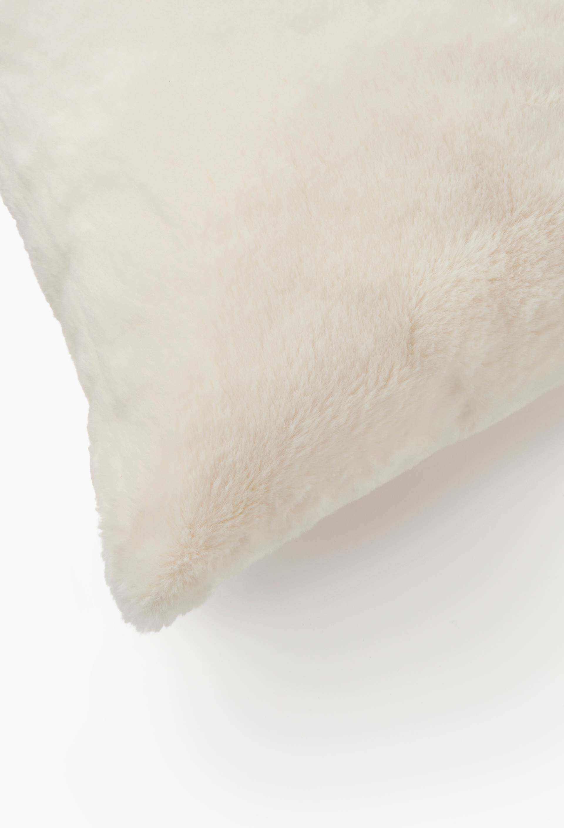 Coussin fausse fourrure, 45x45cm, 100% polyester recycl&eacute;, Blanc, large image number 1.0