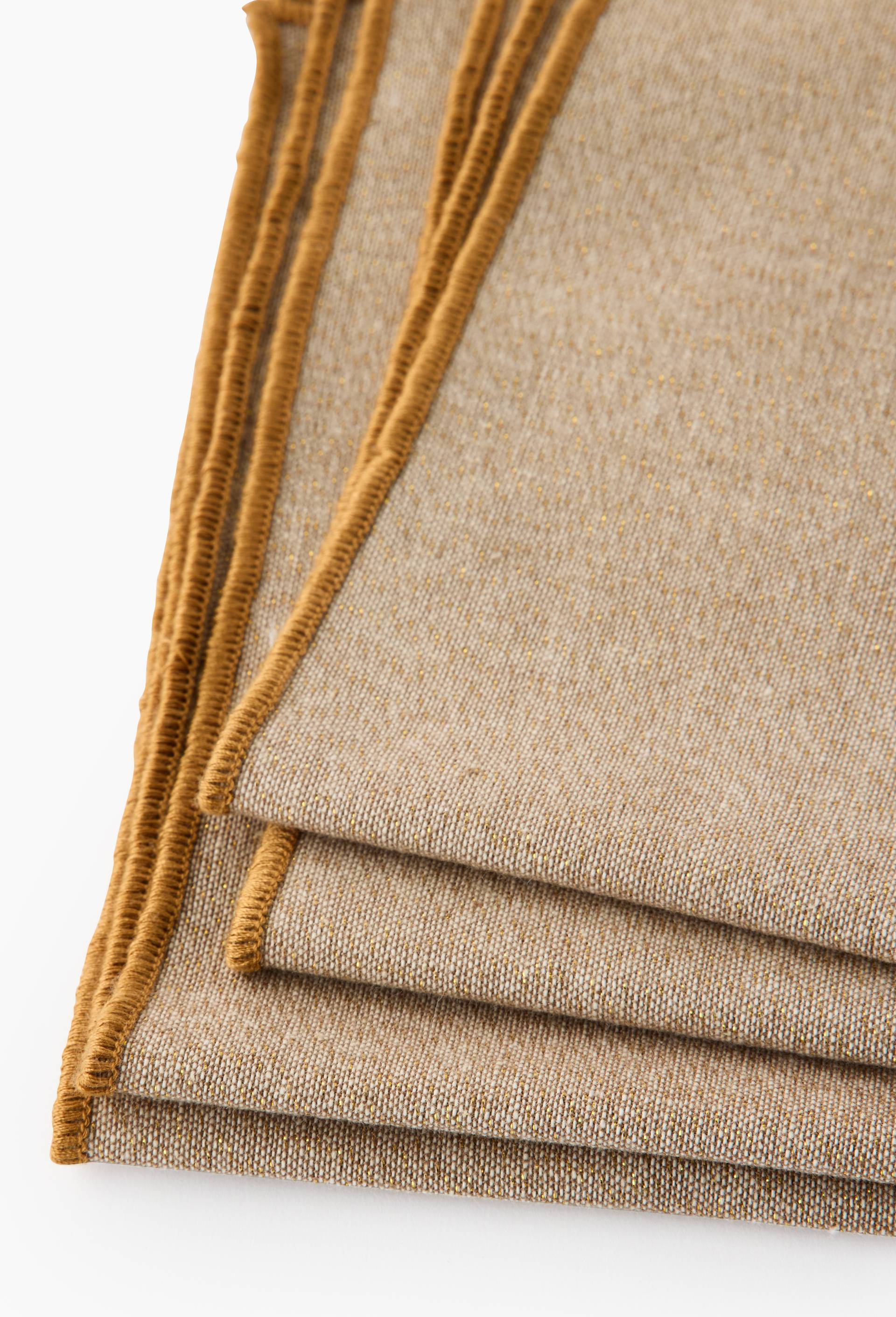 Lot de 2 serviettes lurex or, 40x40 cm, en coton, Beige clair, large image number 1