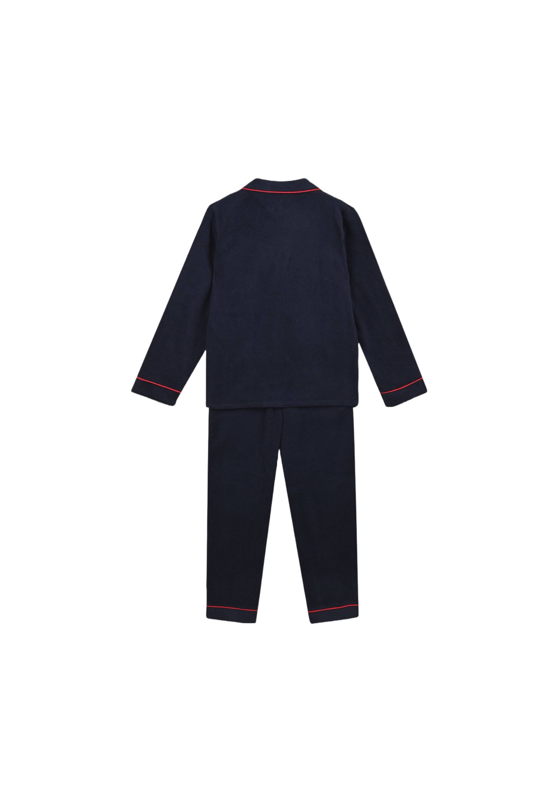 Pyjama chemise manches longues uni en polaire, Bleu fonc&eacute;, large image number 4
