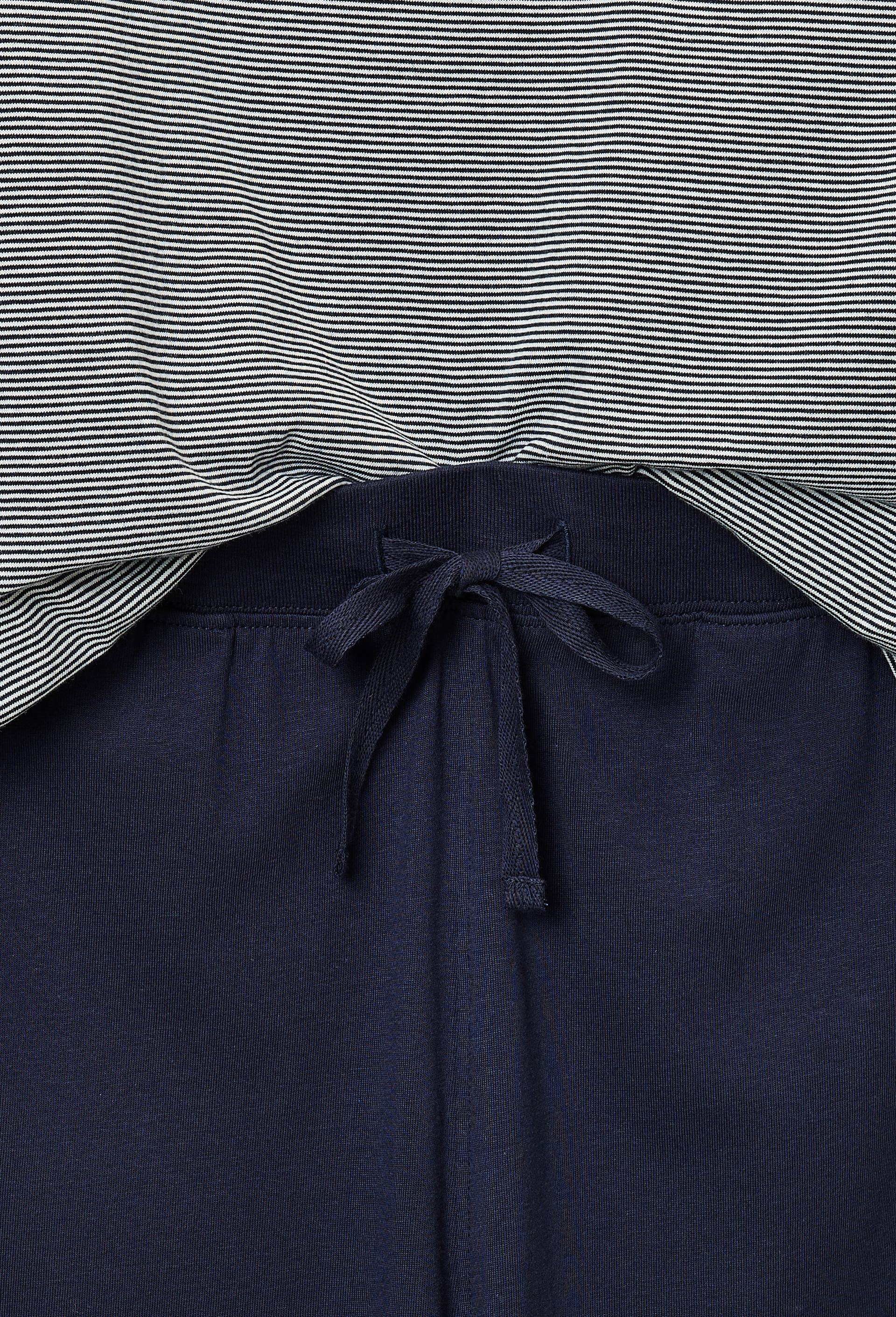 Pyjama T-shirt manches longues  milleraies et pantalon en jersey de coton BIO GOTS, Bleu fonc&eacute;, large image number 4