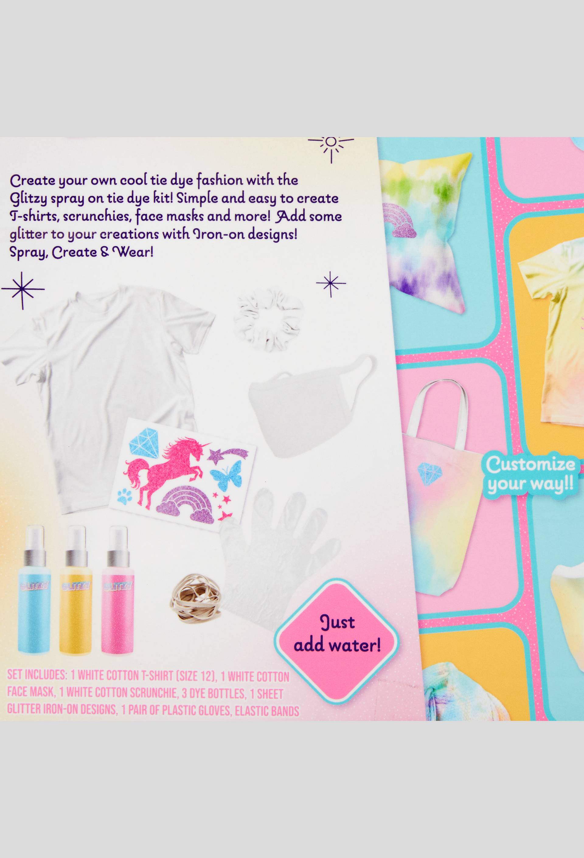 Glitzy - Coffret spray on tie & dye kit, Violet fonc&eacute;, large image number 1.0