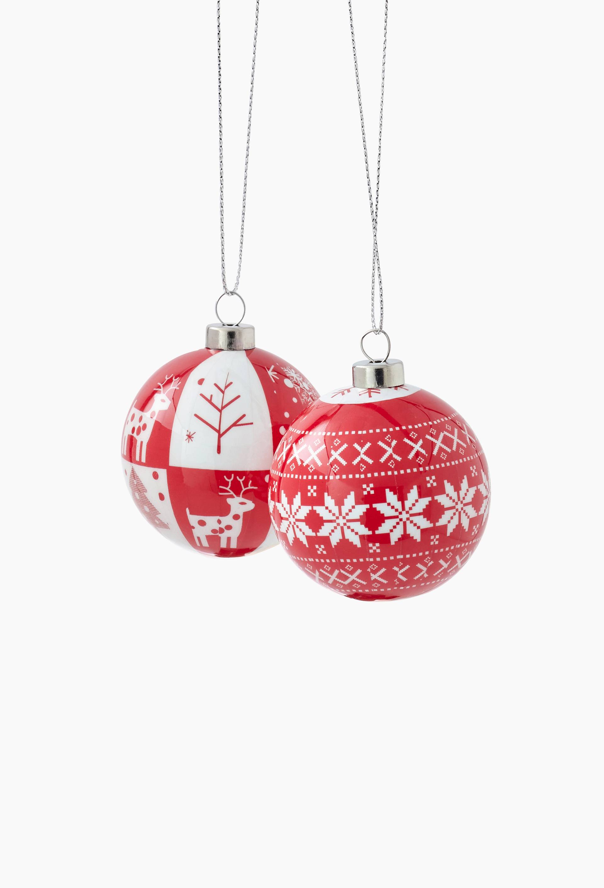 Lot de 2 minis boules en papier décors, 5.5cm, Rouge, large image number 0