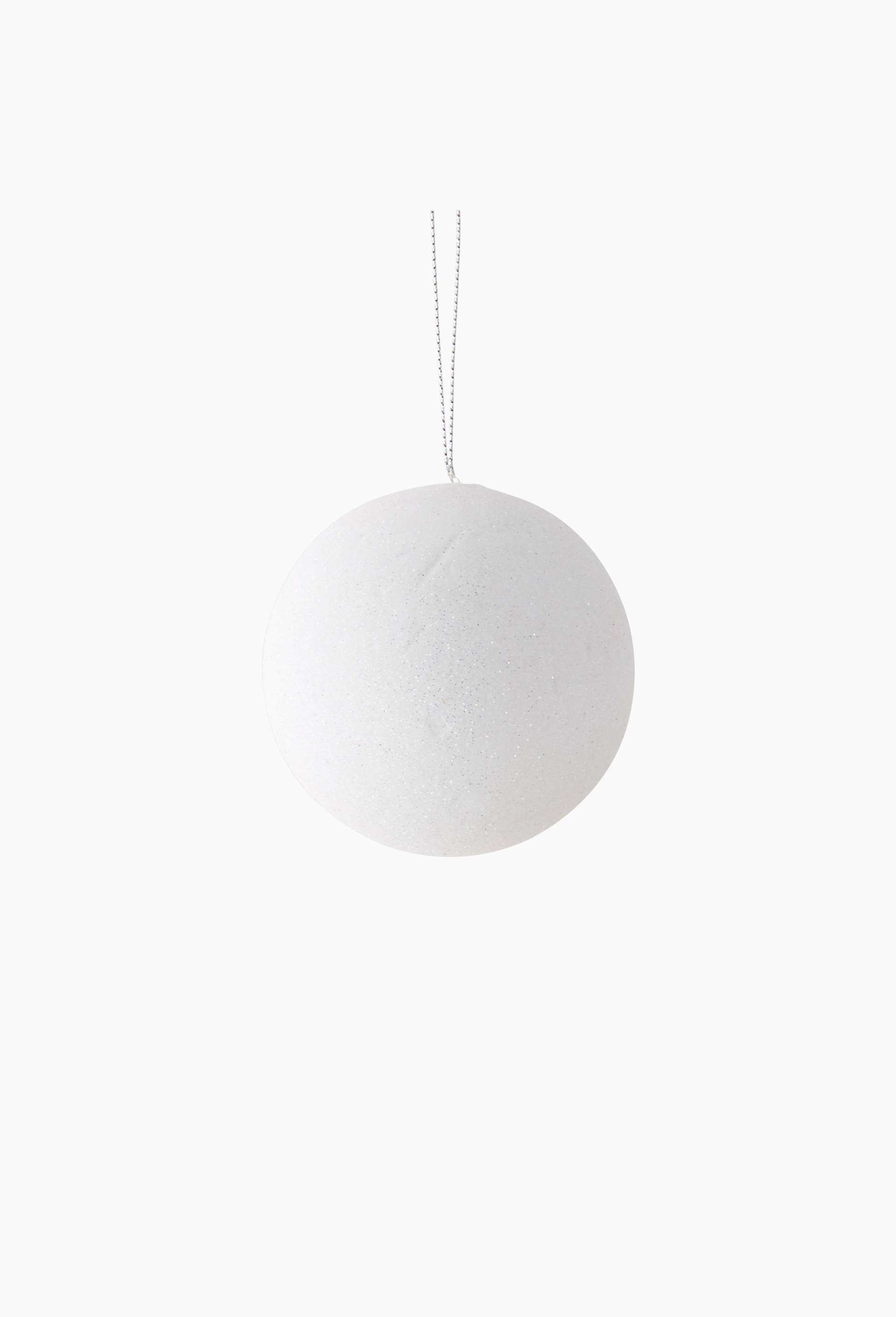 Lot de 2 boules plastique paillet&eacute;e, Blanc, large image number 0
