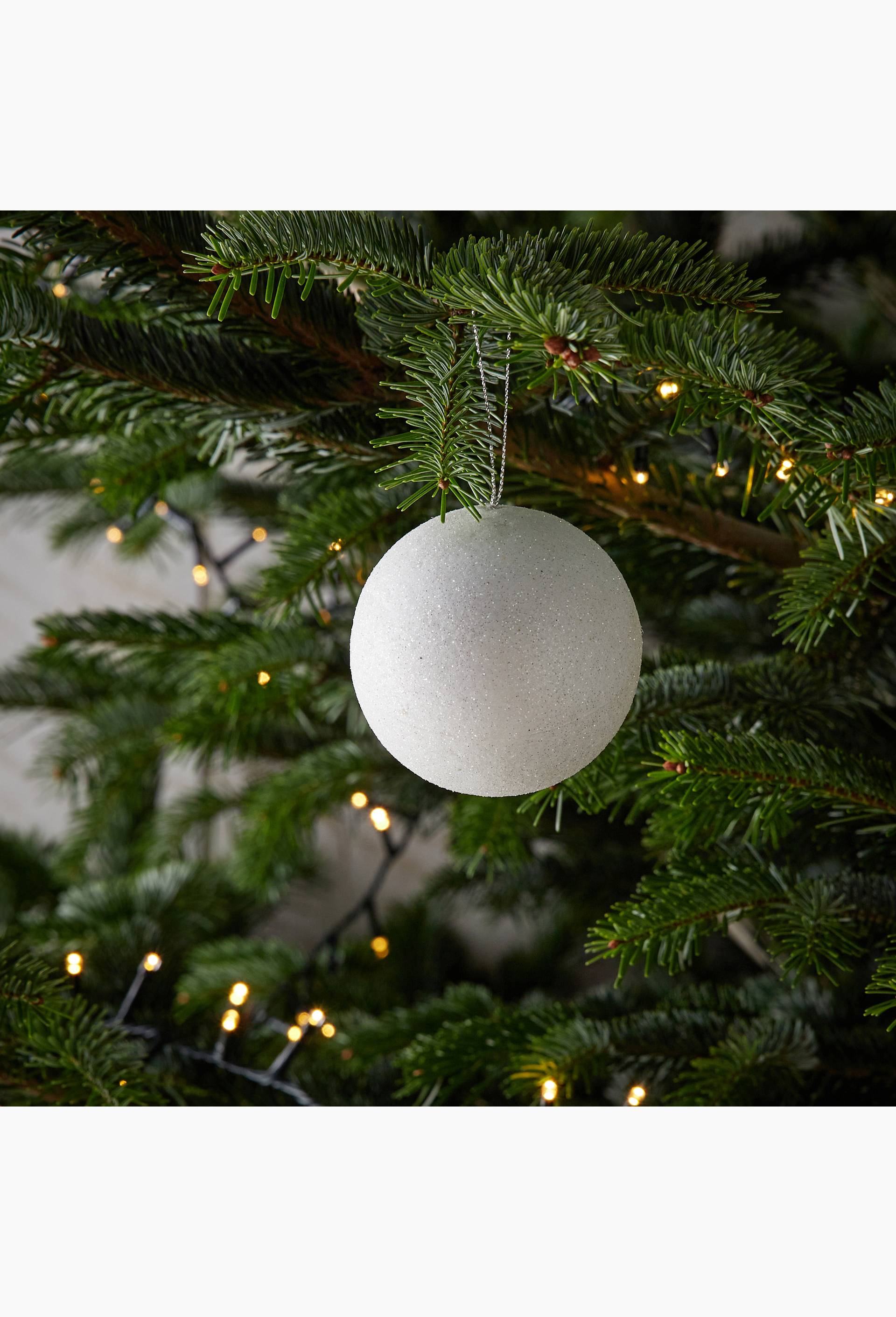 Lot de 2 boules plastique paillet&eacute;e, Blanc, large image number 1