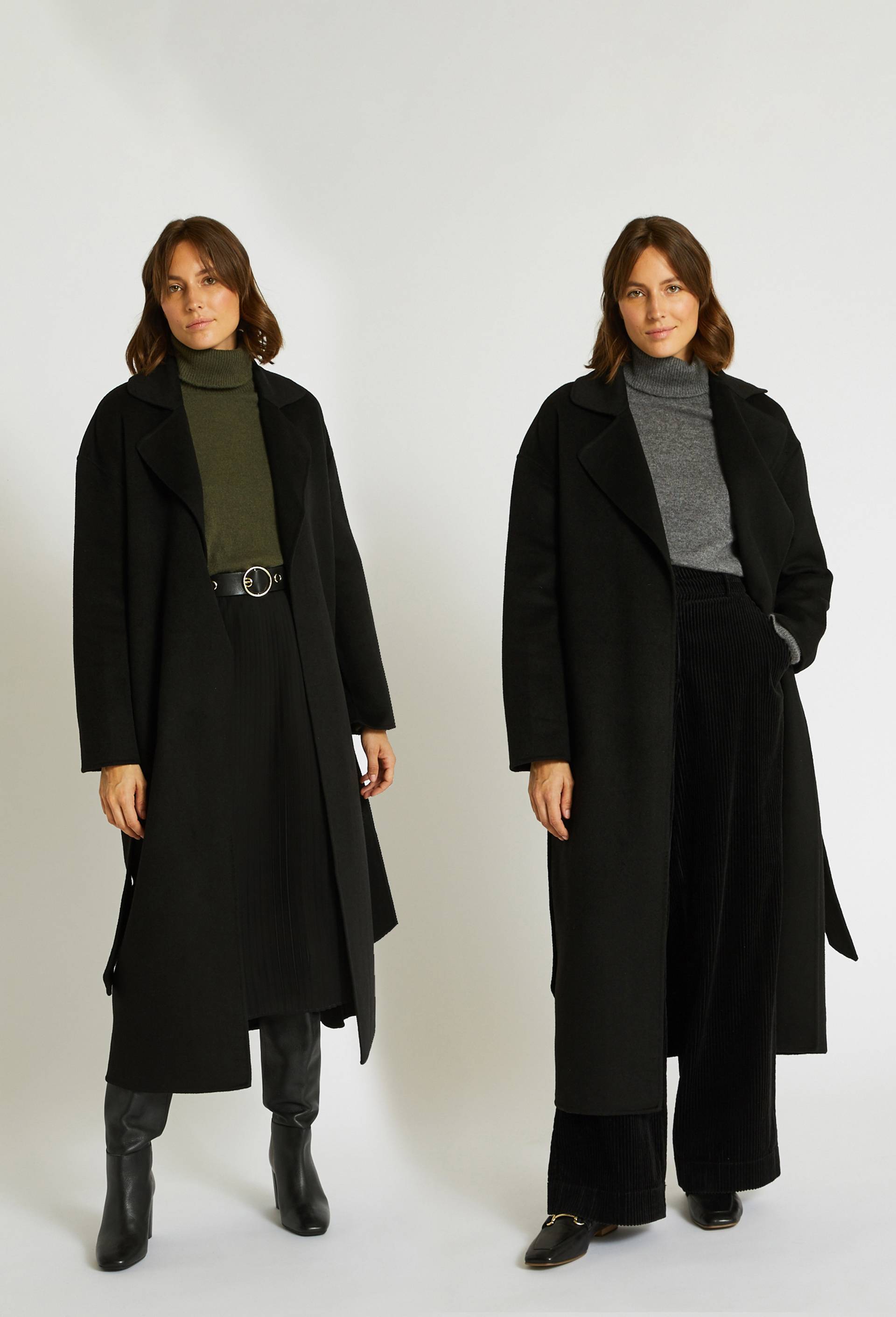 Manteau style peignoir double face, Noir, large image number 0
