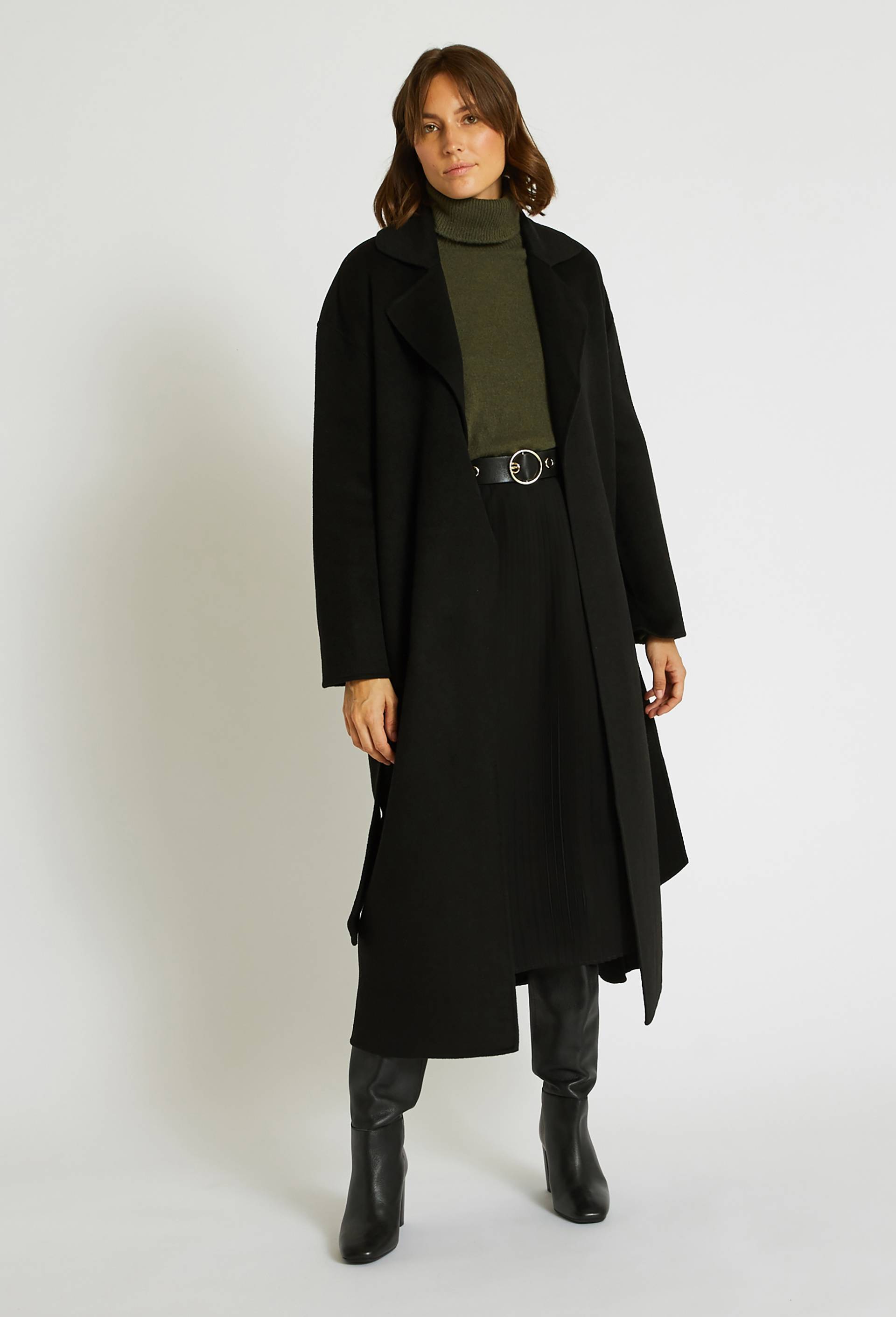 Manteau style peignoir double face, Noir, large image number 1