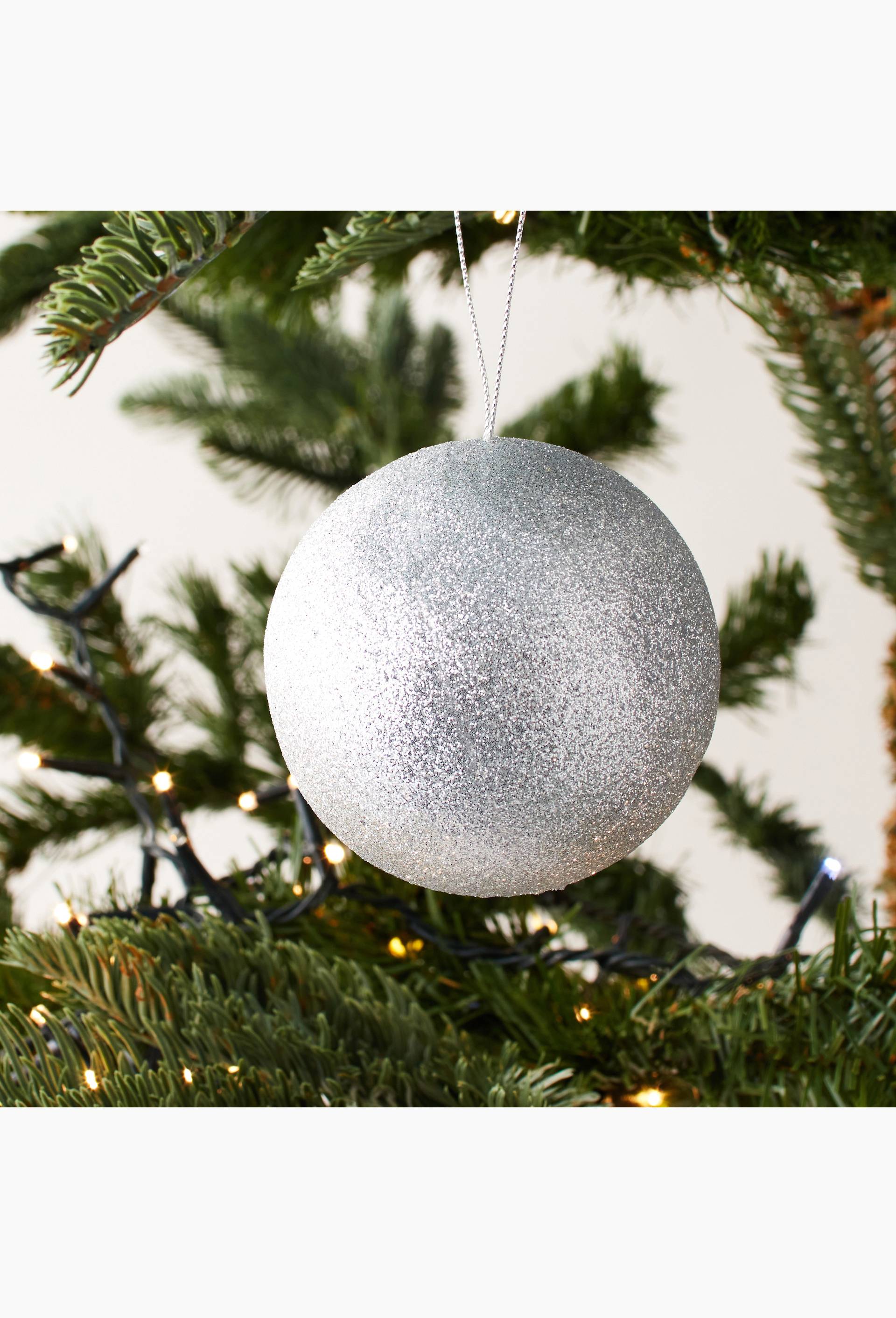 Lot de 2 boules plastique paillet&eacute;e, Argent, large image number 1.0