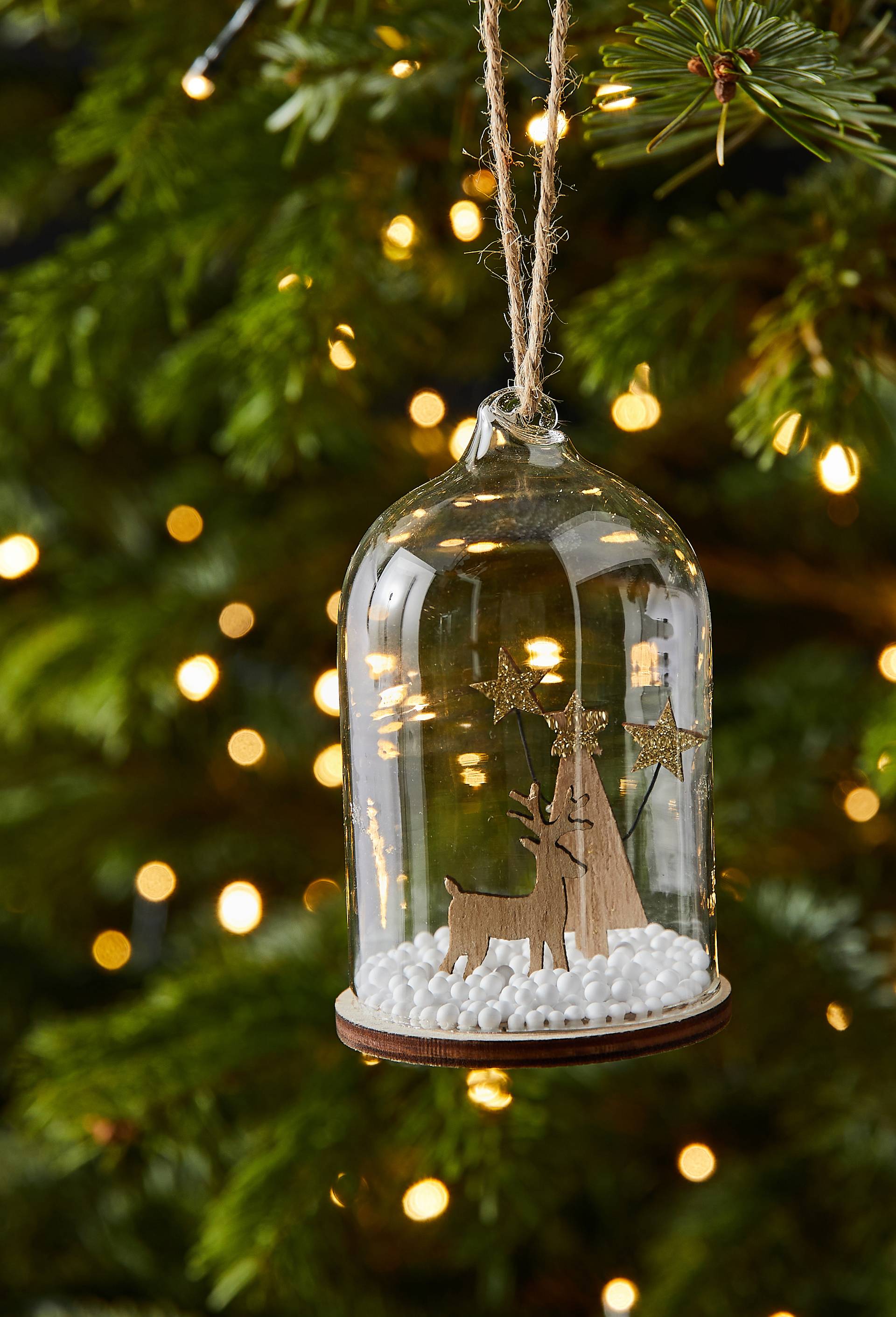 Ornement cloche en verre et d&eacute;cor en bois, Transparent, swatch image