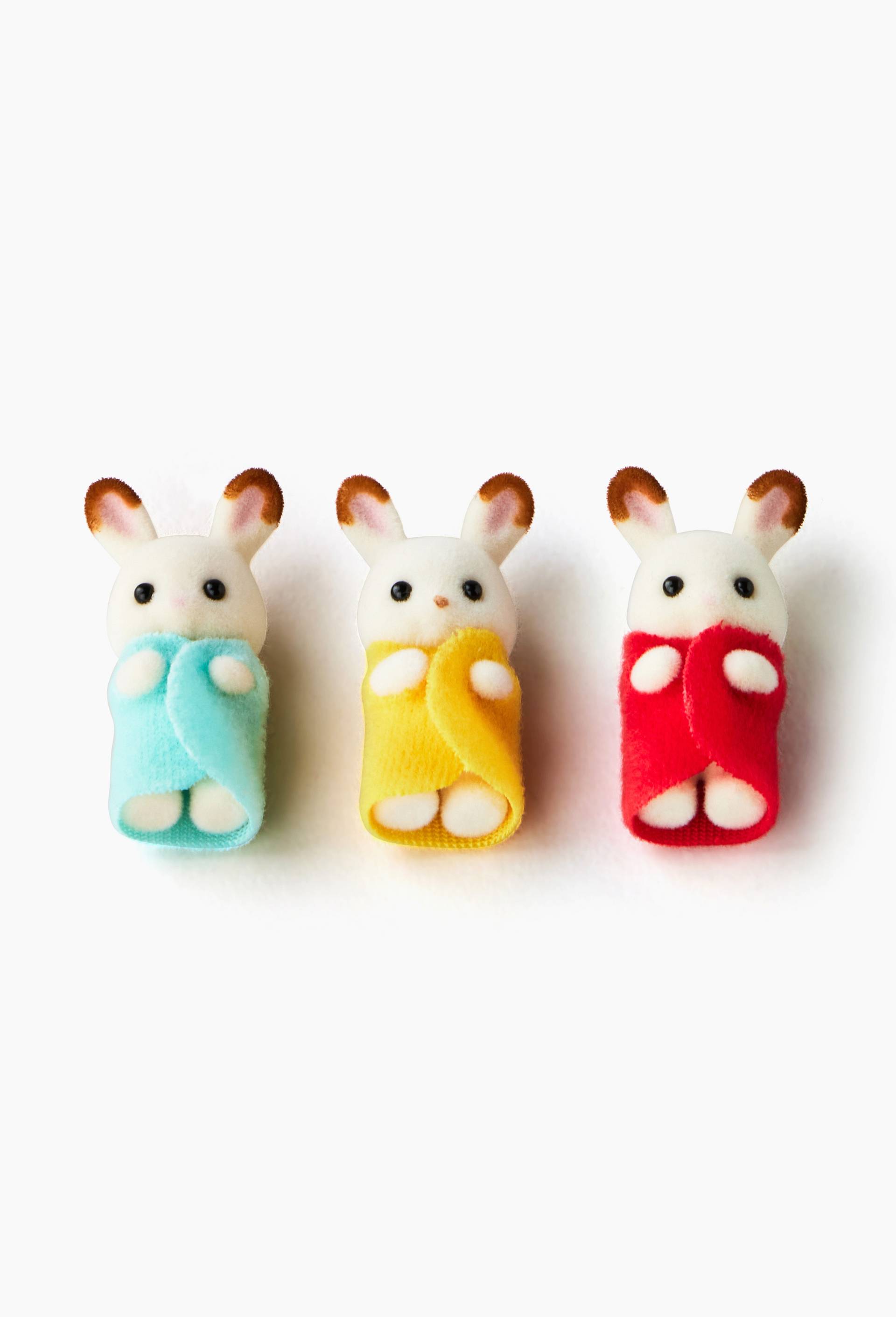 Les tripl&eacute;s Lapin Chocolat et accessoires pu&eacute;riculture - Sylvanian Families, Rose, large image number 1