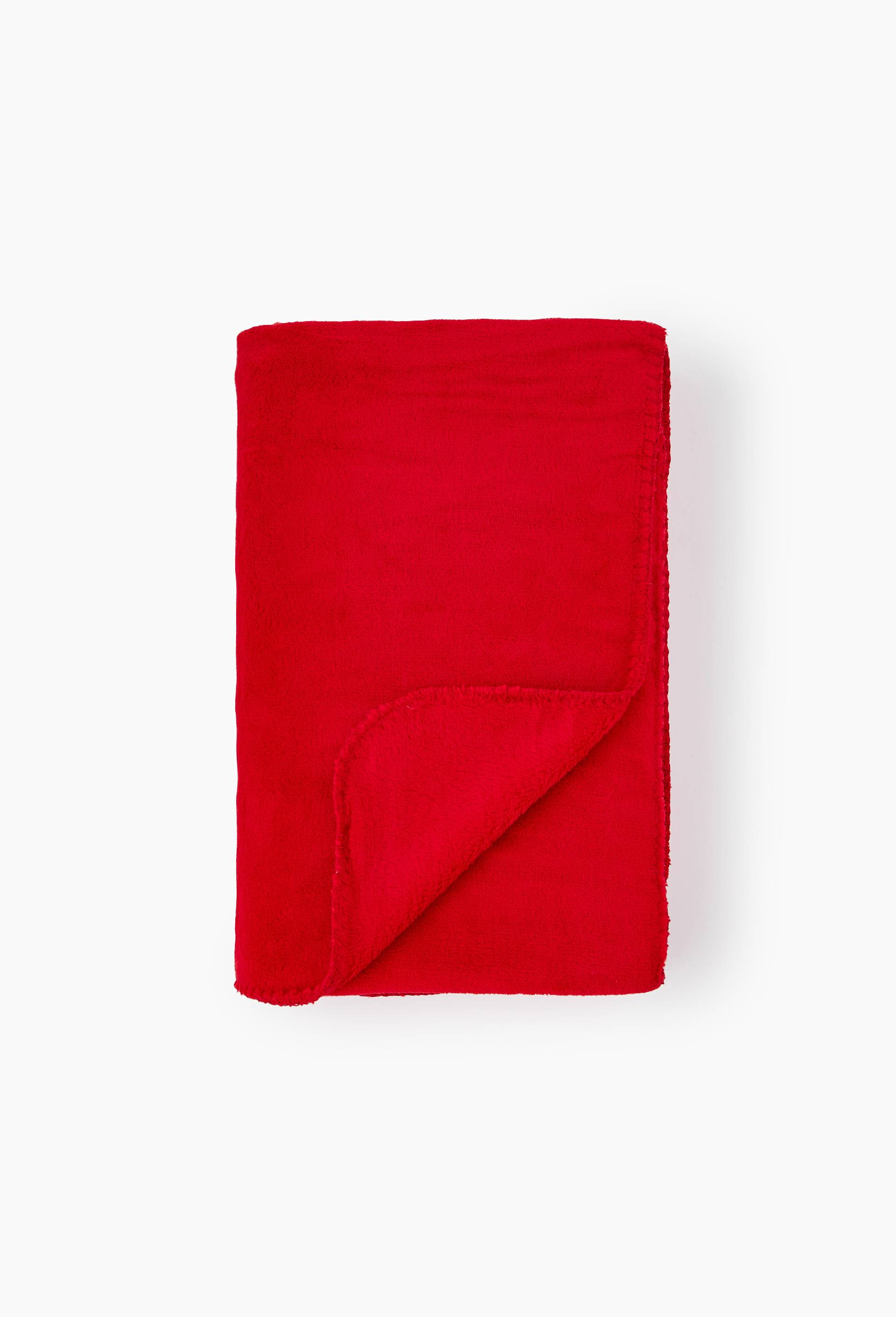 Plaid doudou, 130x170cm, 100% polyester recycl&eacute;, Rouge, large image number 0