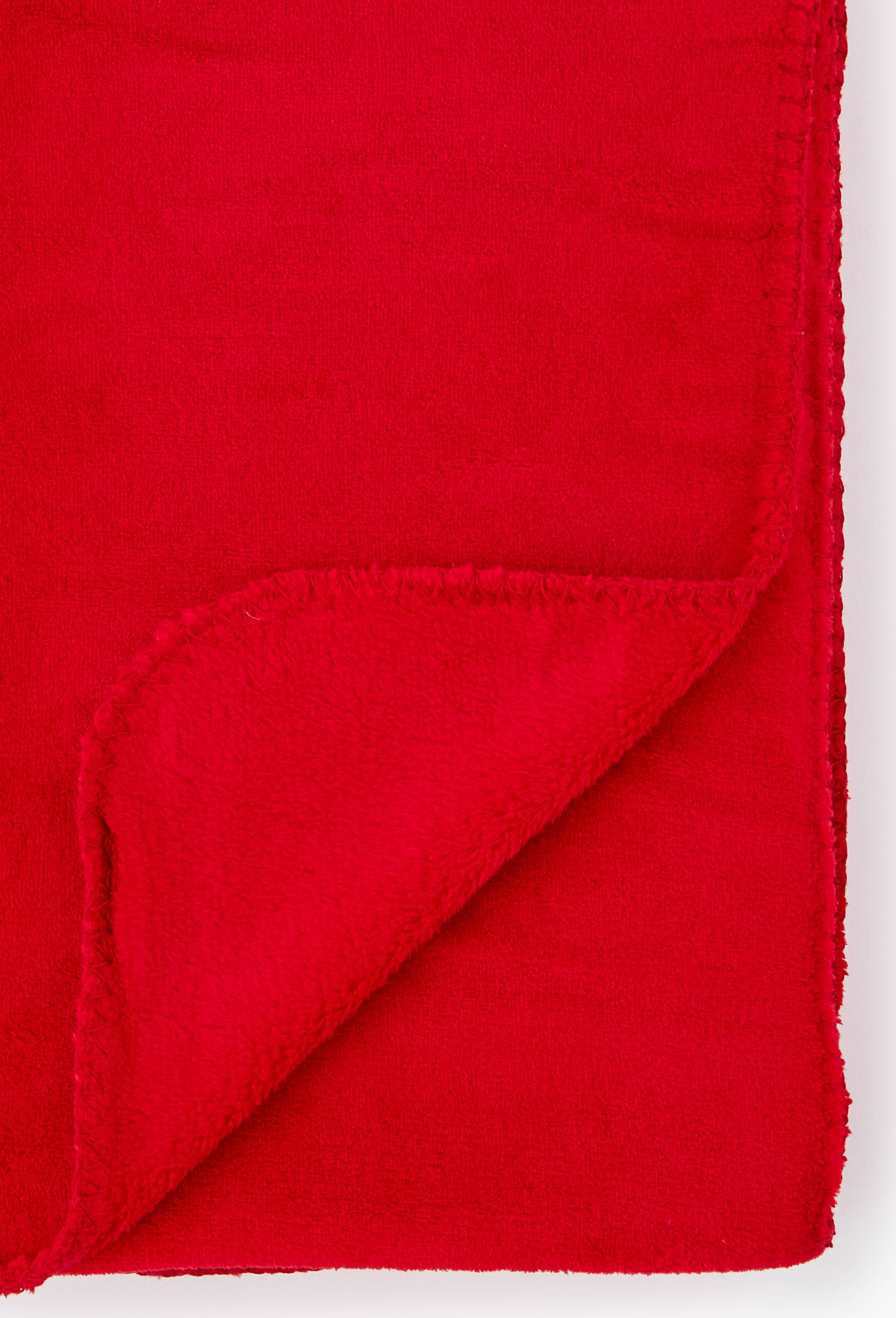 Plaid doudou, 130x170cm, 100% polyester recycl&eacute;, Rouge, large image number 1