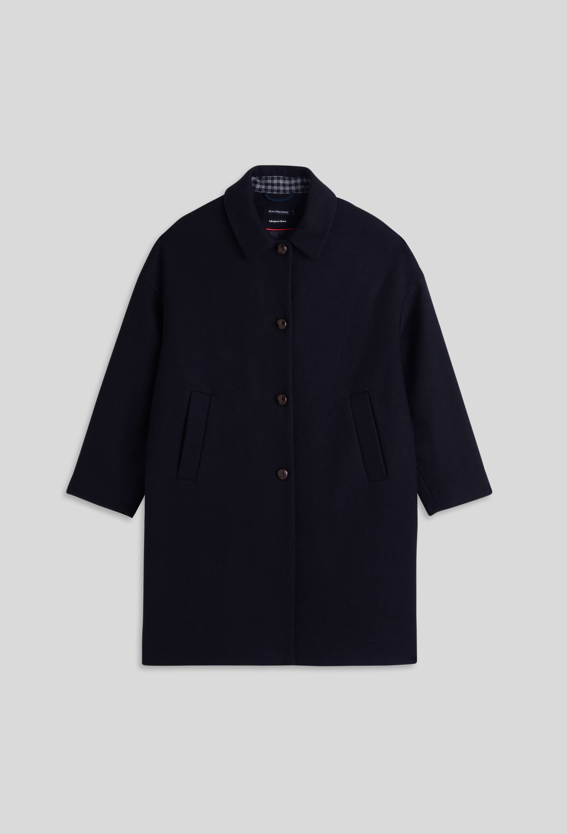 Manteau en laine, Bleu fonc&eacute;, large image number 2.0