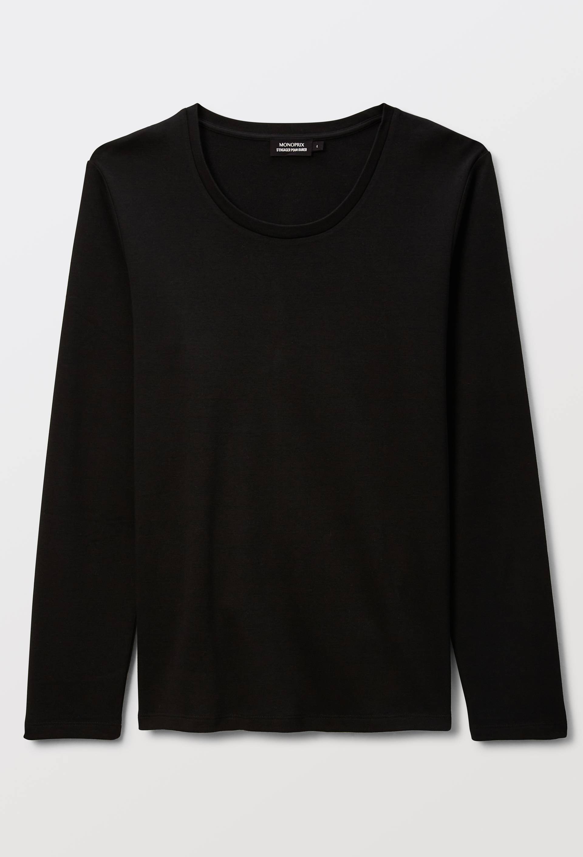 T-shirt chaud manches longues en coton BIO GOTS, Noir, large image number 0
