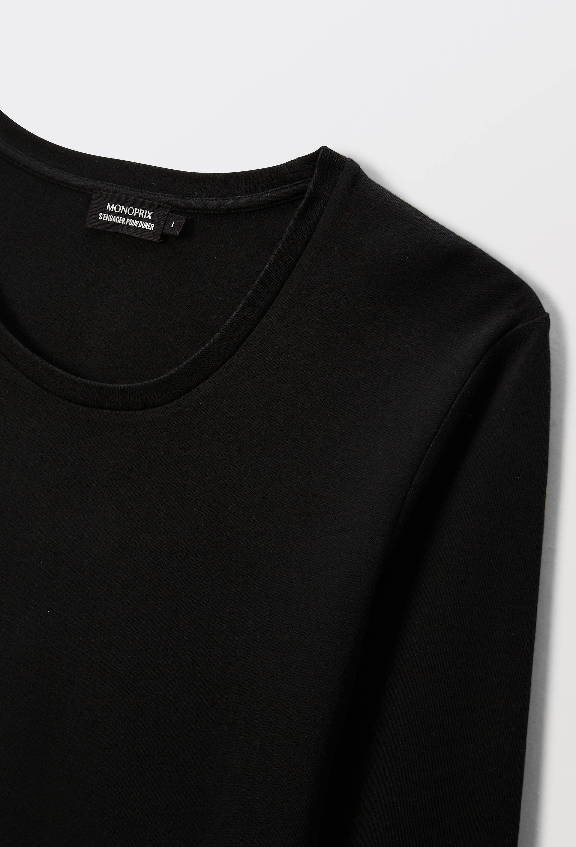 T-shirt chaud manches longues en coton BIO GOTS, Noir, large image number 5.0