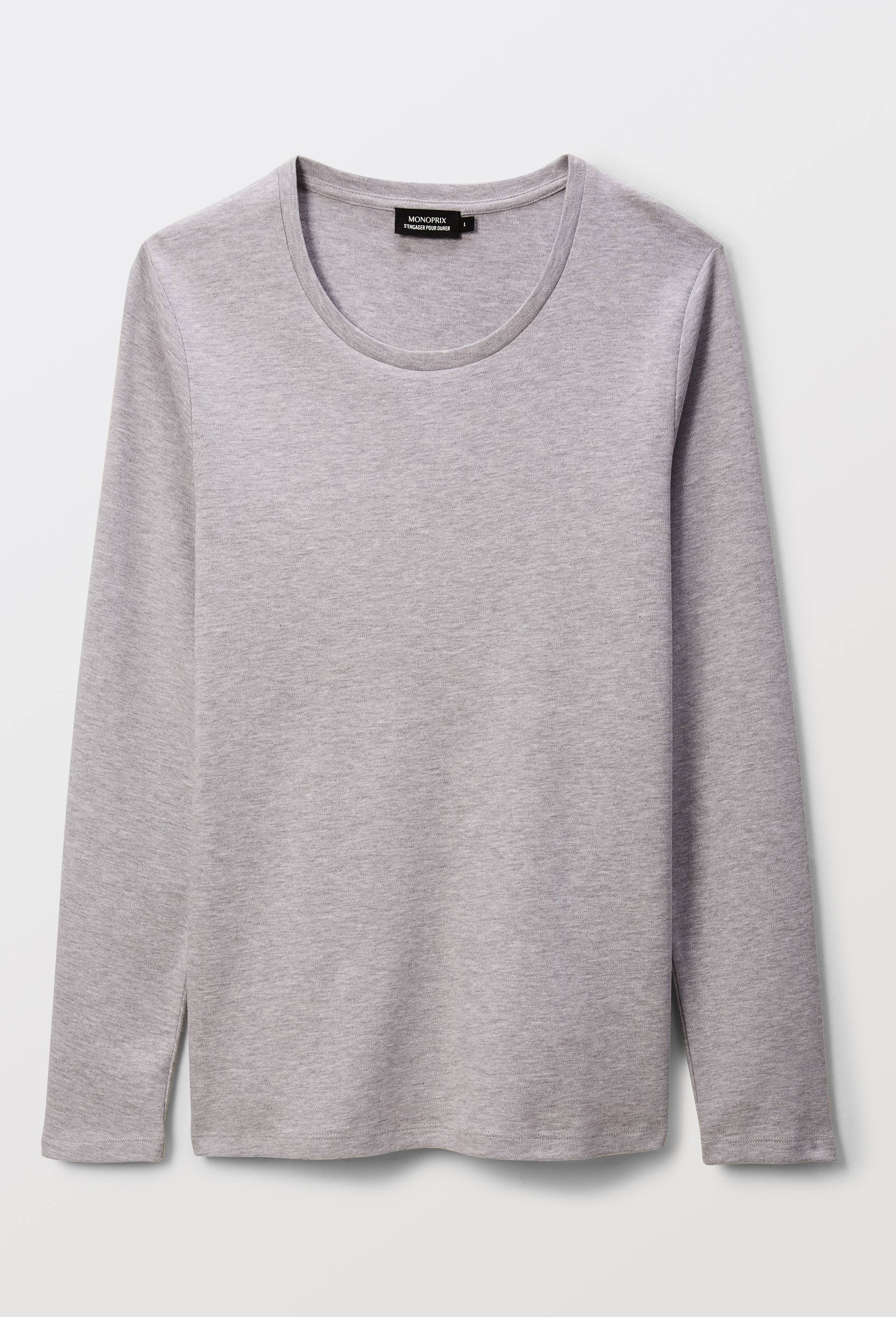 T-shirt chaud manches longues en coton BIO GOTS, Gris, large image number 0