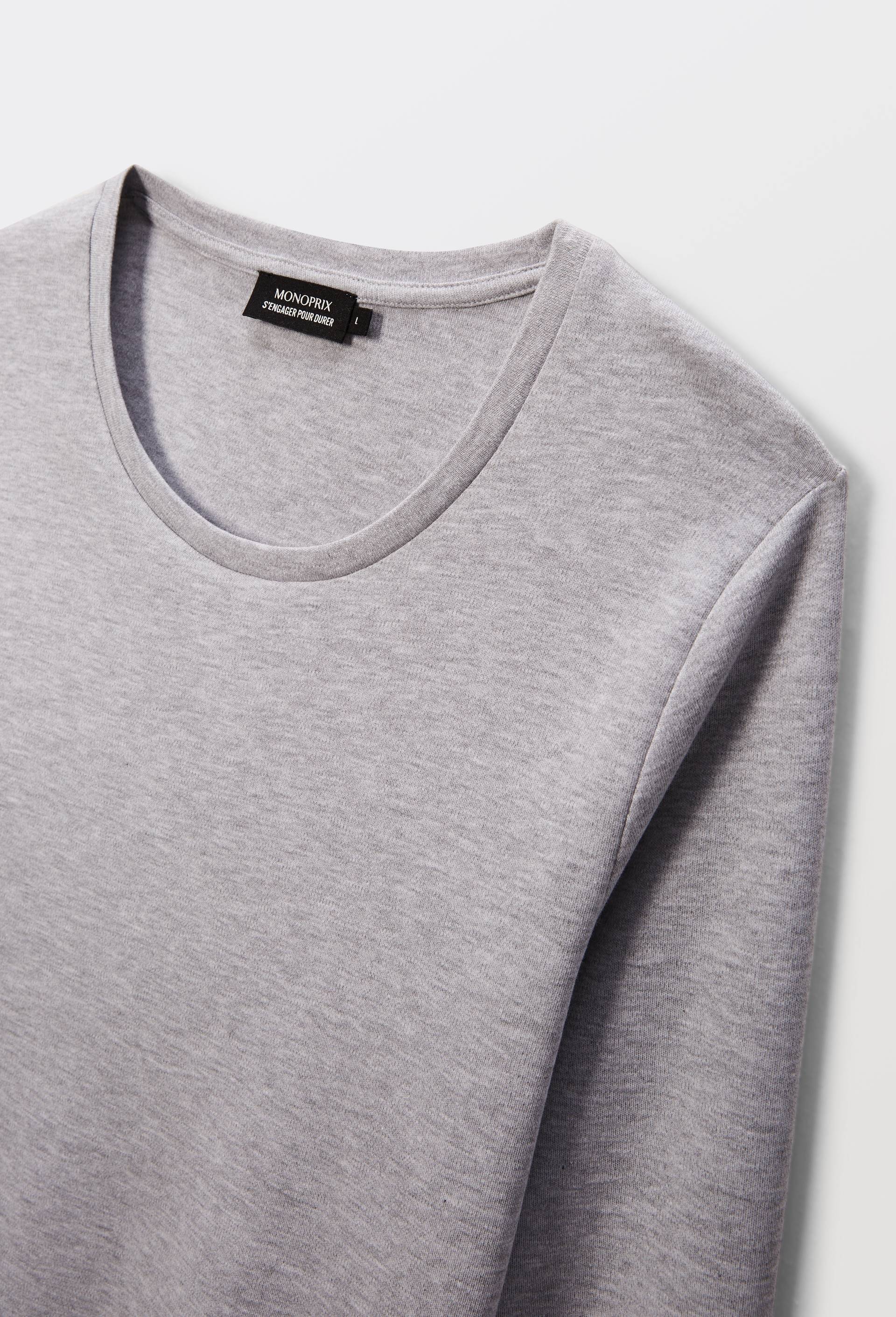 T-shirt chaud manches longues en coton BIO GOTS, Gris, large image number 5.0