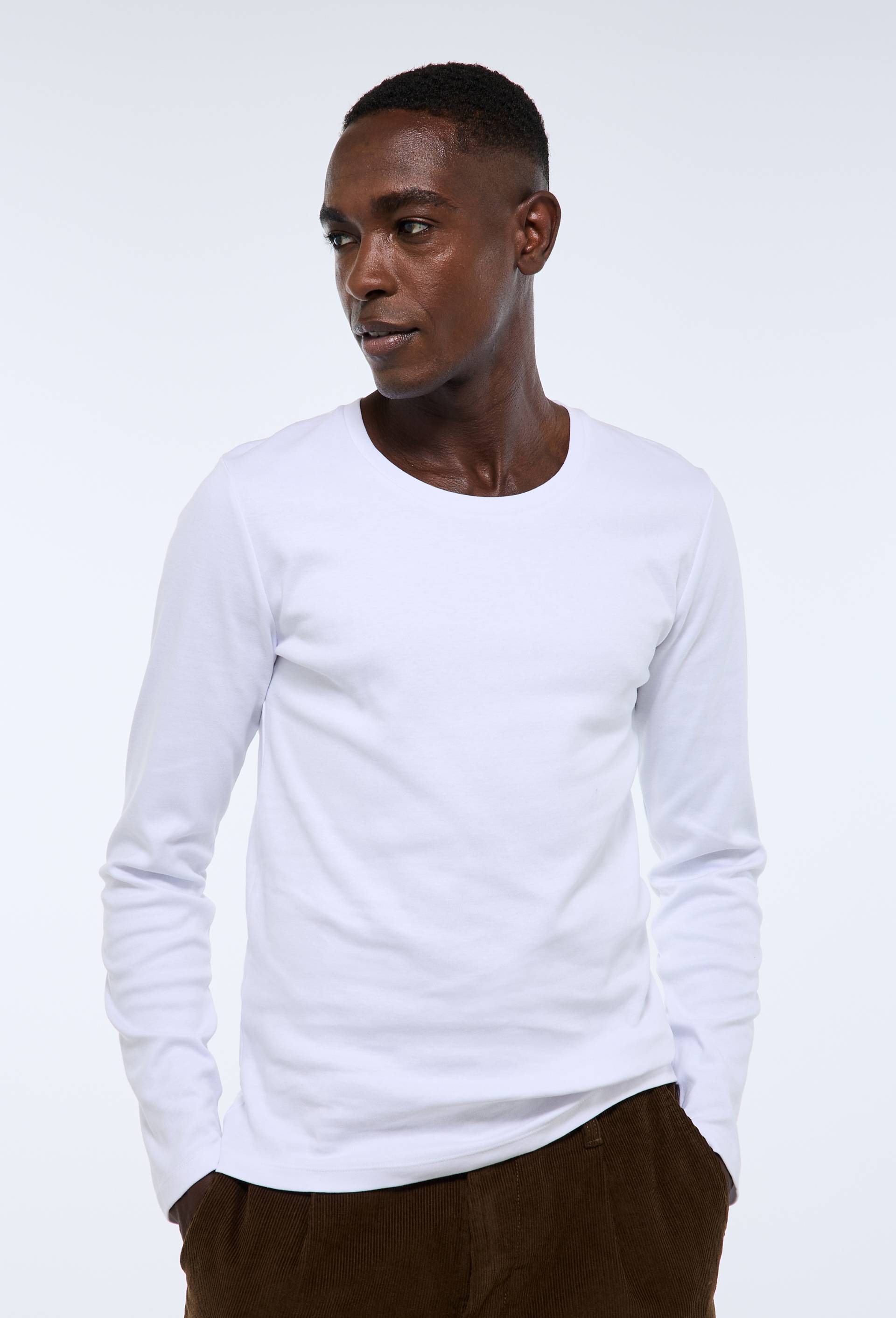 T-shirt chaud manches longues en coton BIO GOTS, Blanc, swatch image