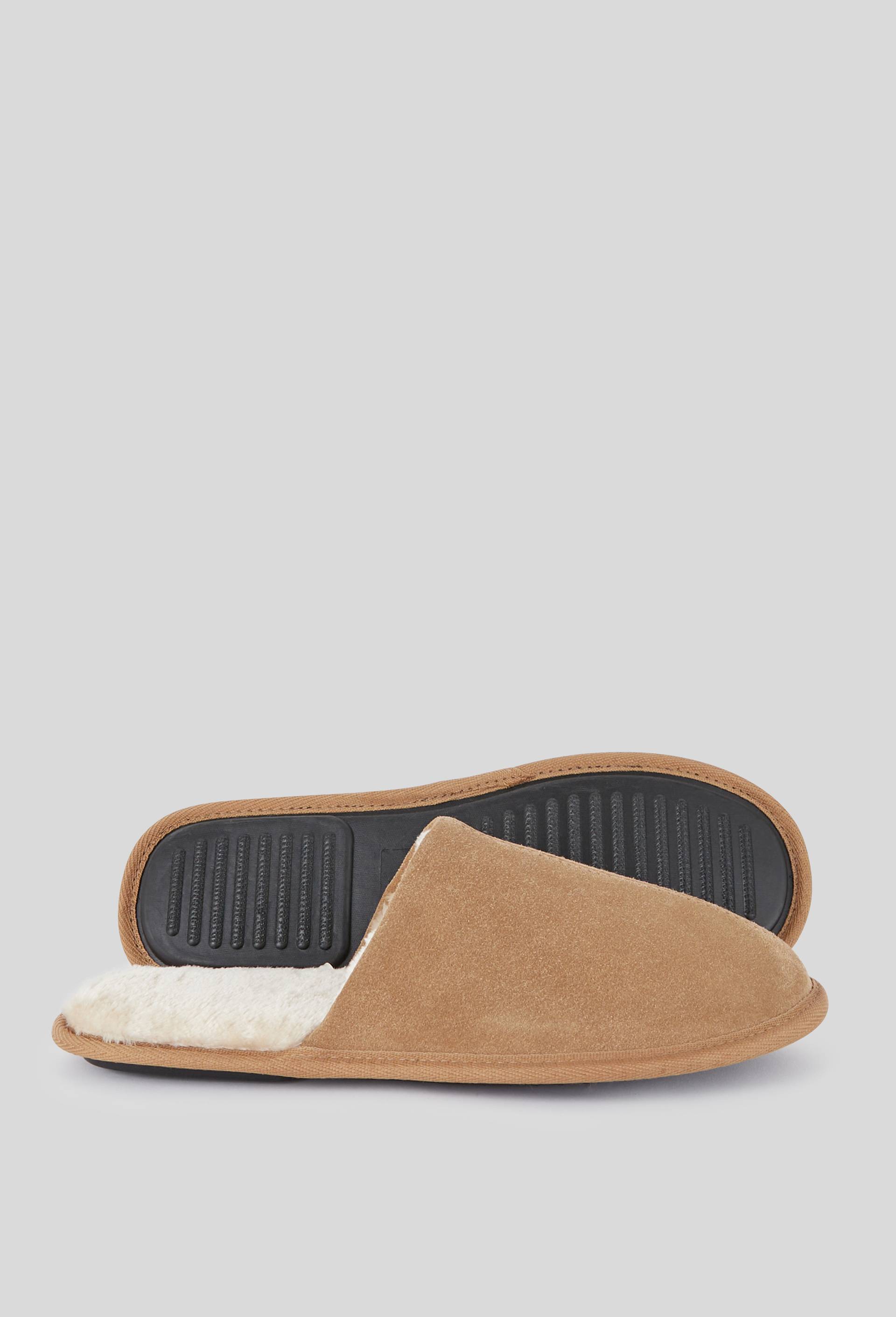 Mules fourr&eacute;es en cuir suede, Brun, large image number 0.0