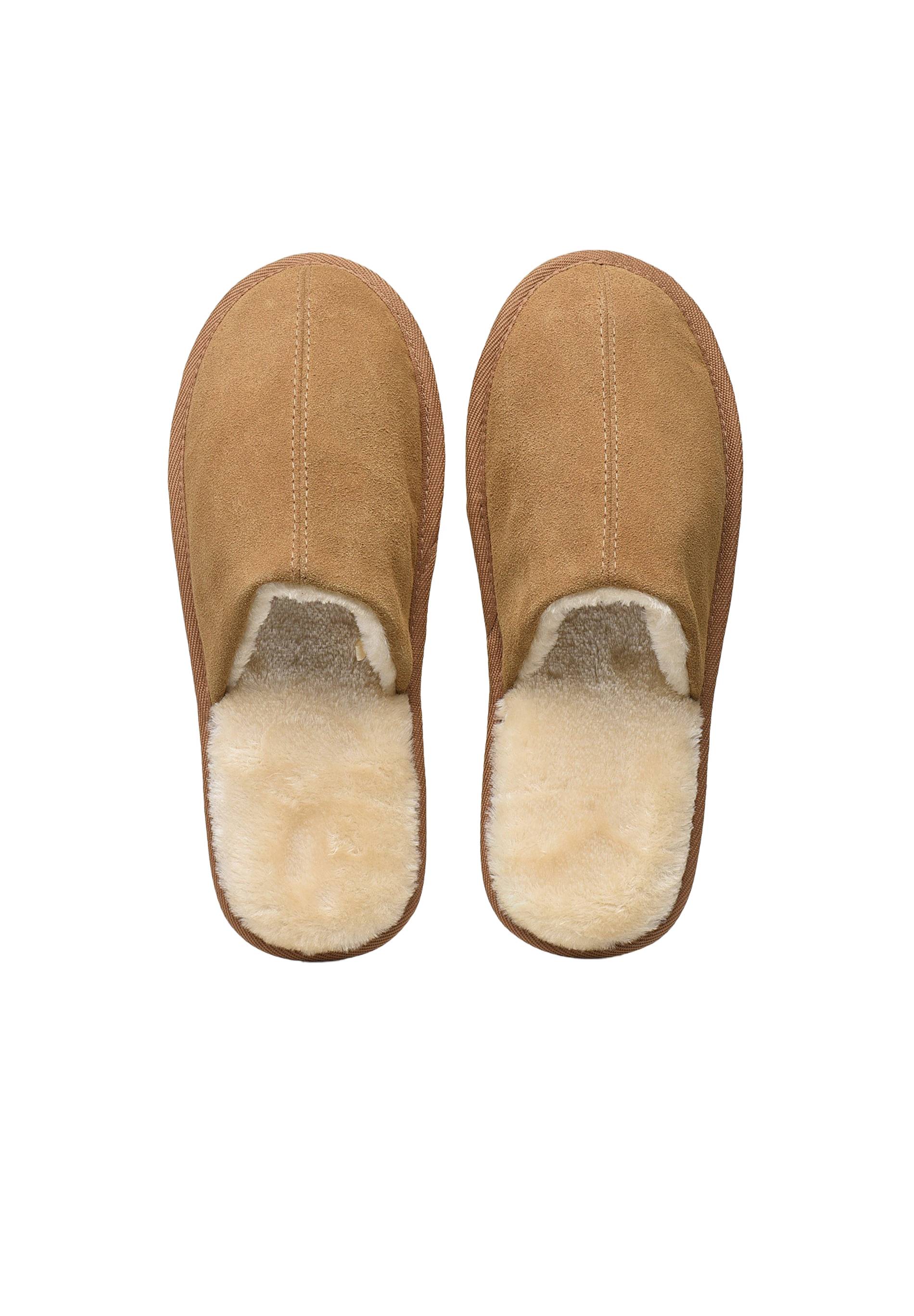 Mules fourr&eacute;es en cuir suede, Brun, large image number 4