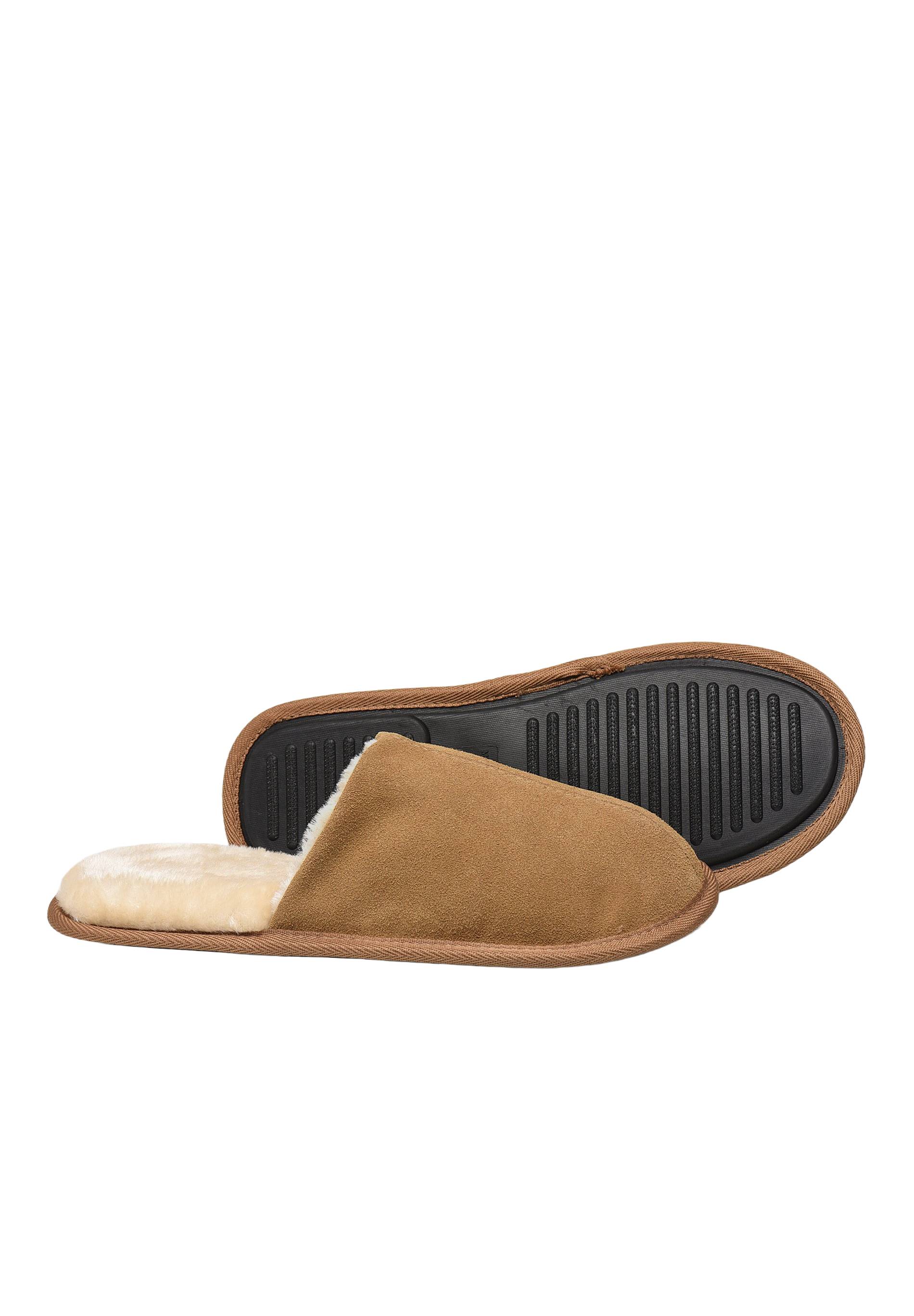 Mules fourr&eacute;es en cuir suede, Brun, large image number 5