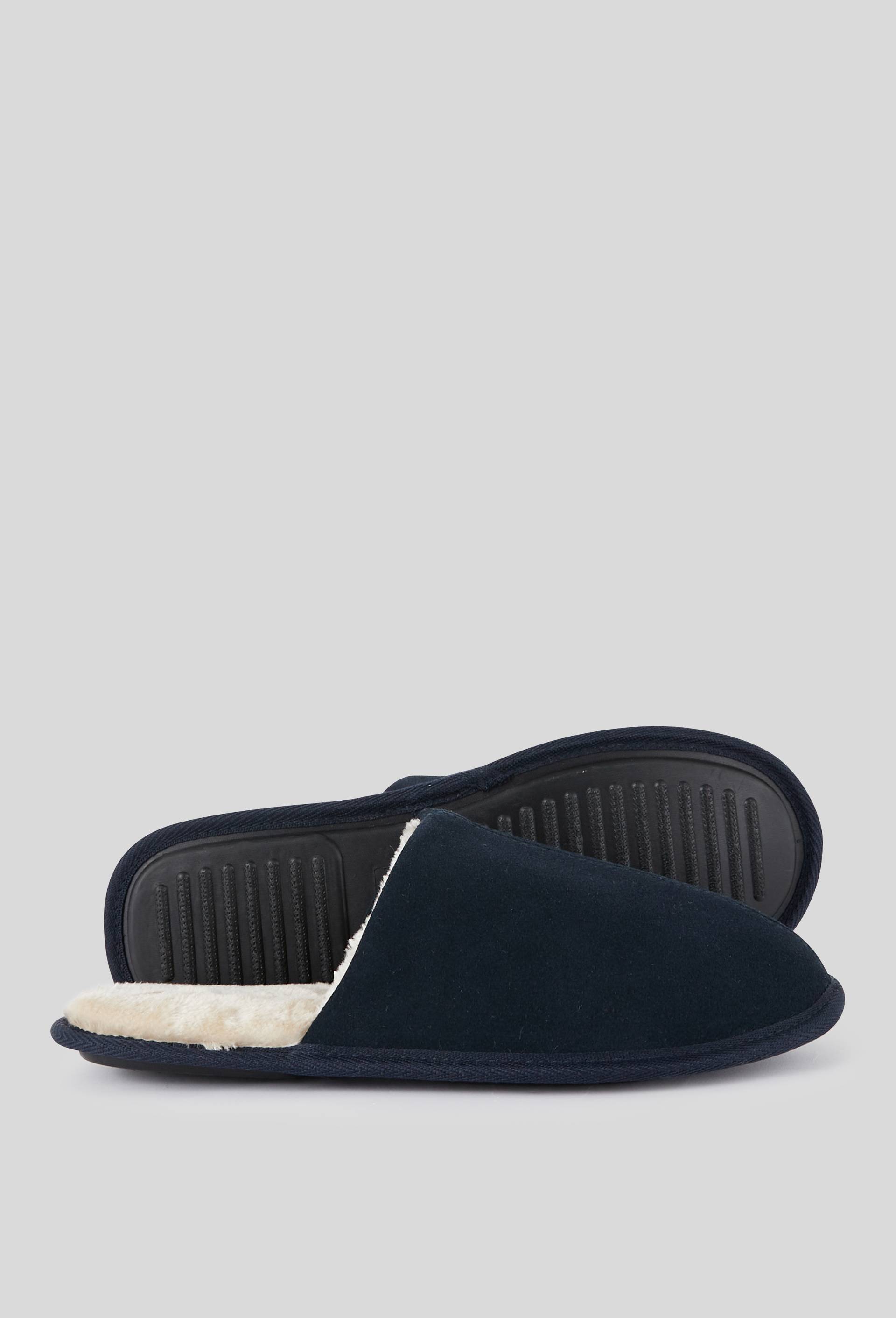 Mules fourr&eacute;es en cuir suede, Bleu fonc&eacute;, large image number 0