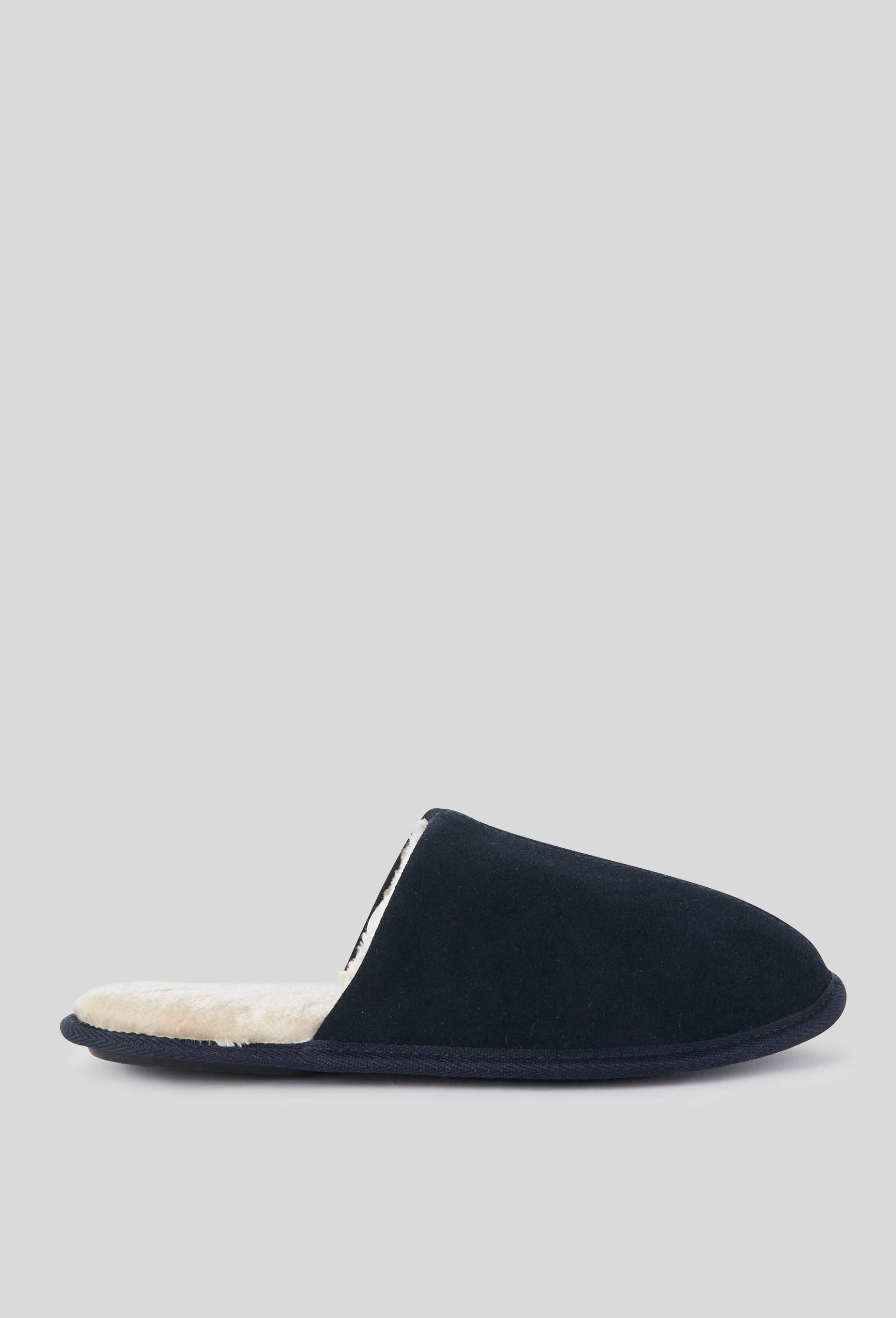 Mules fourr&eacute;es en cuir suede, Bleu fonc&eacute;, large image number 1