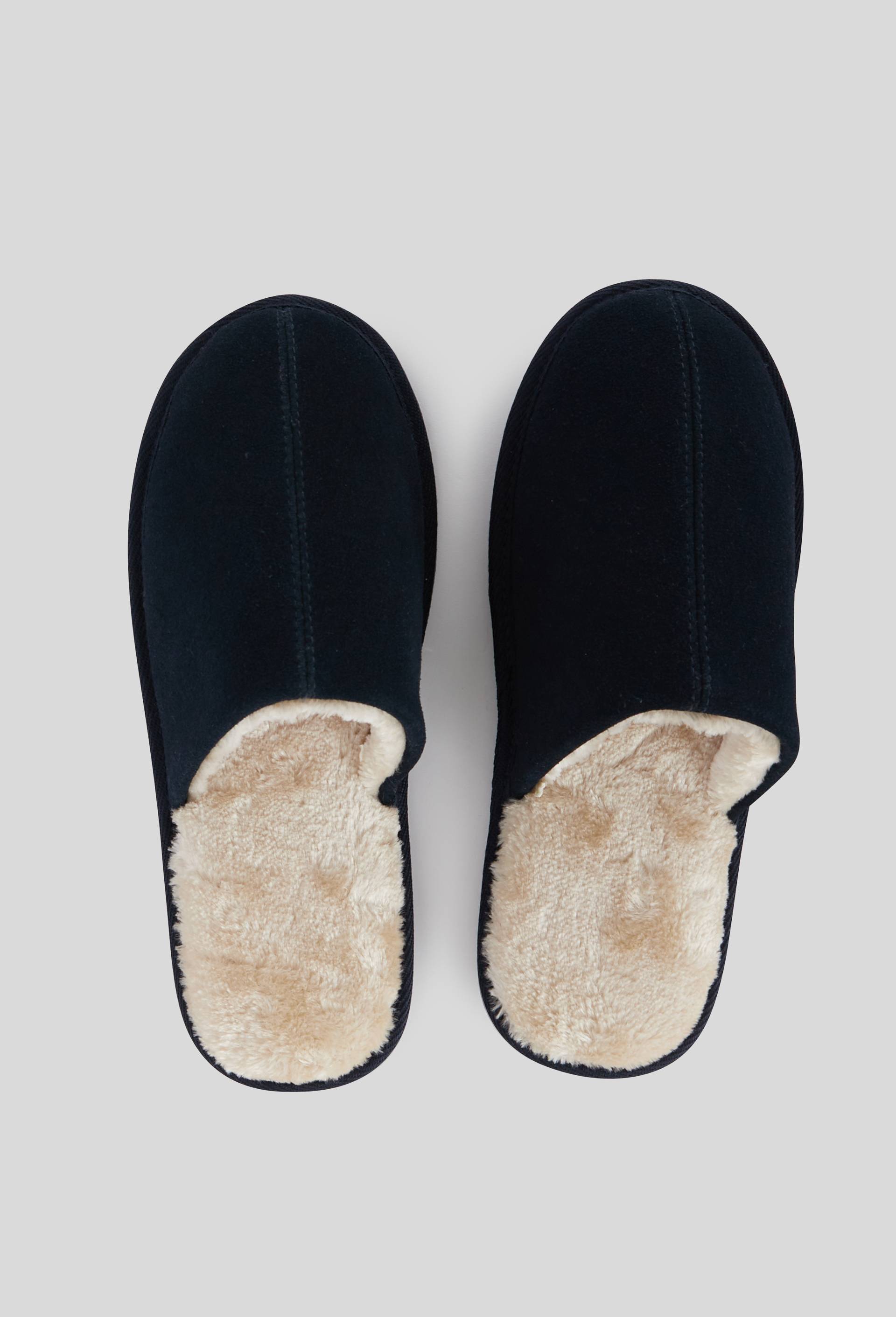 Mules fourr&eacute;es en cuir suede, Bleu fonc&eacute;, large image number 2